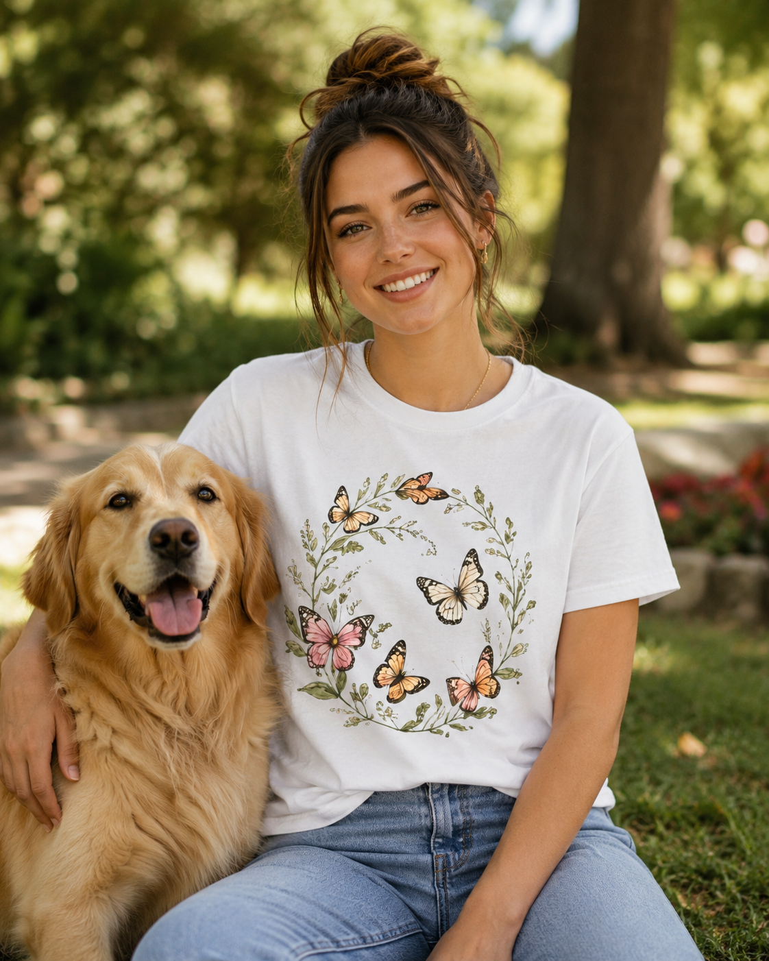 Butterfly Wreath Watercolor Tee
