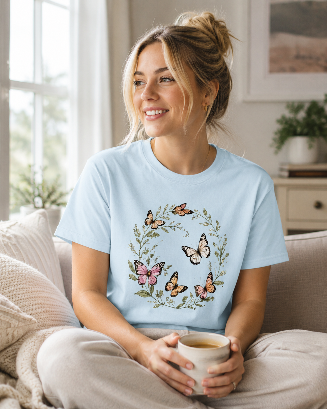 Butterfly Wreath Watercolor Tee
