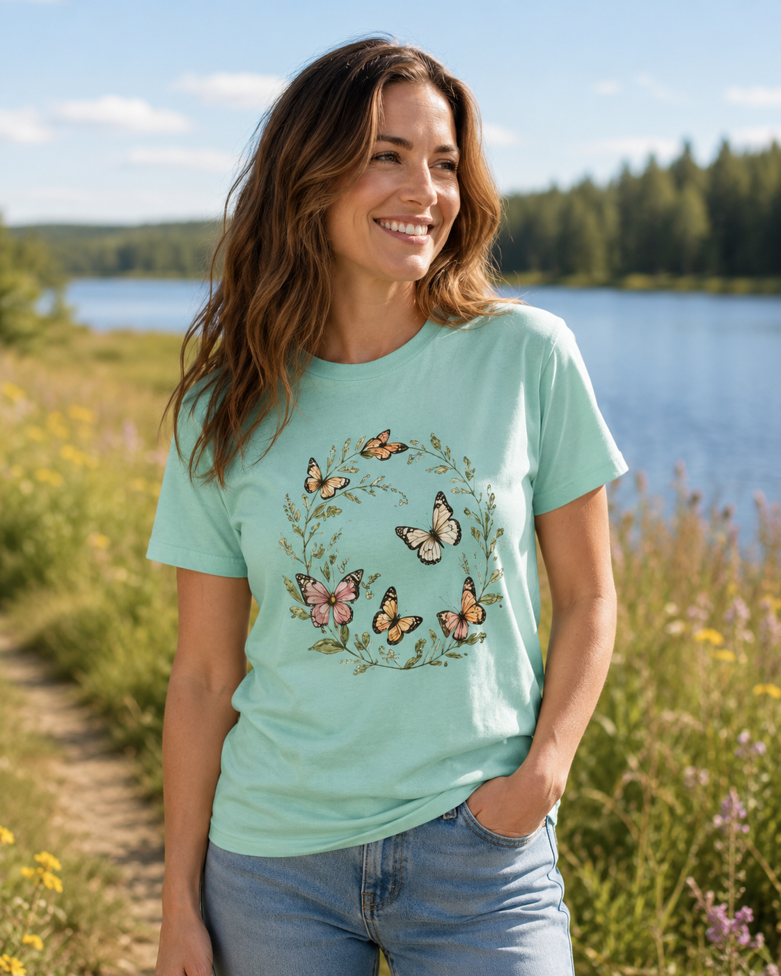 Butterfly Wreath Watercolor Tee