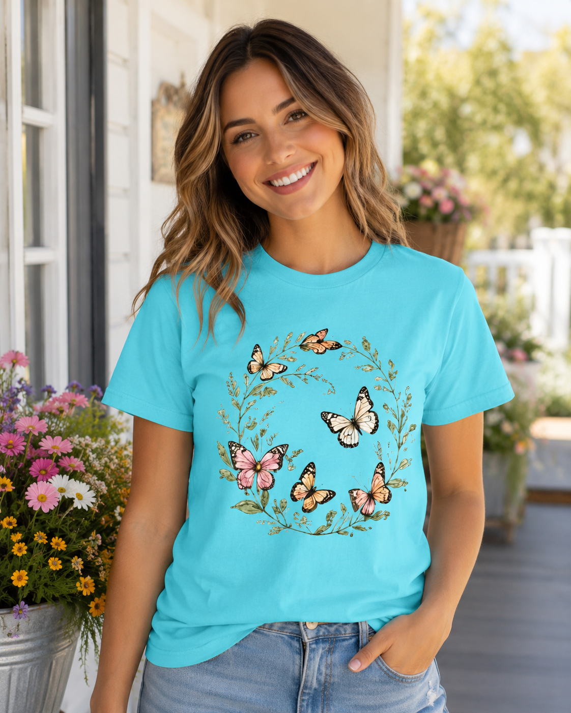 Butterfly Wreath Watercolor Tee