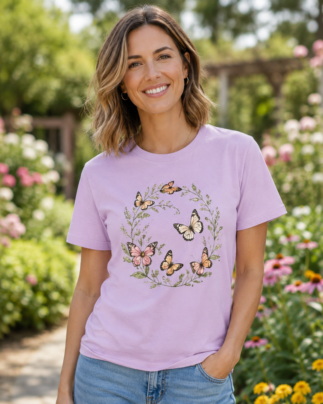 Butterfly Wreath Watercolor Tee