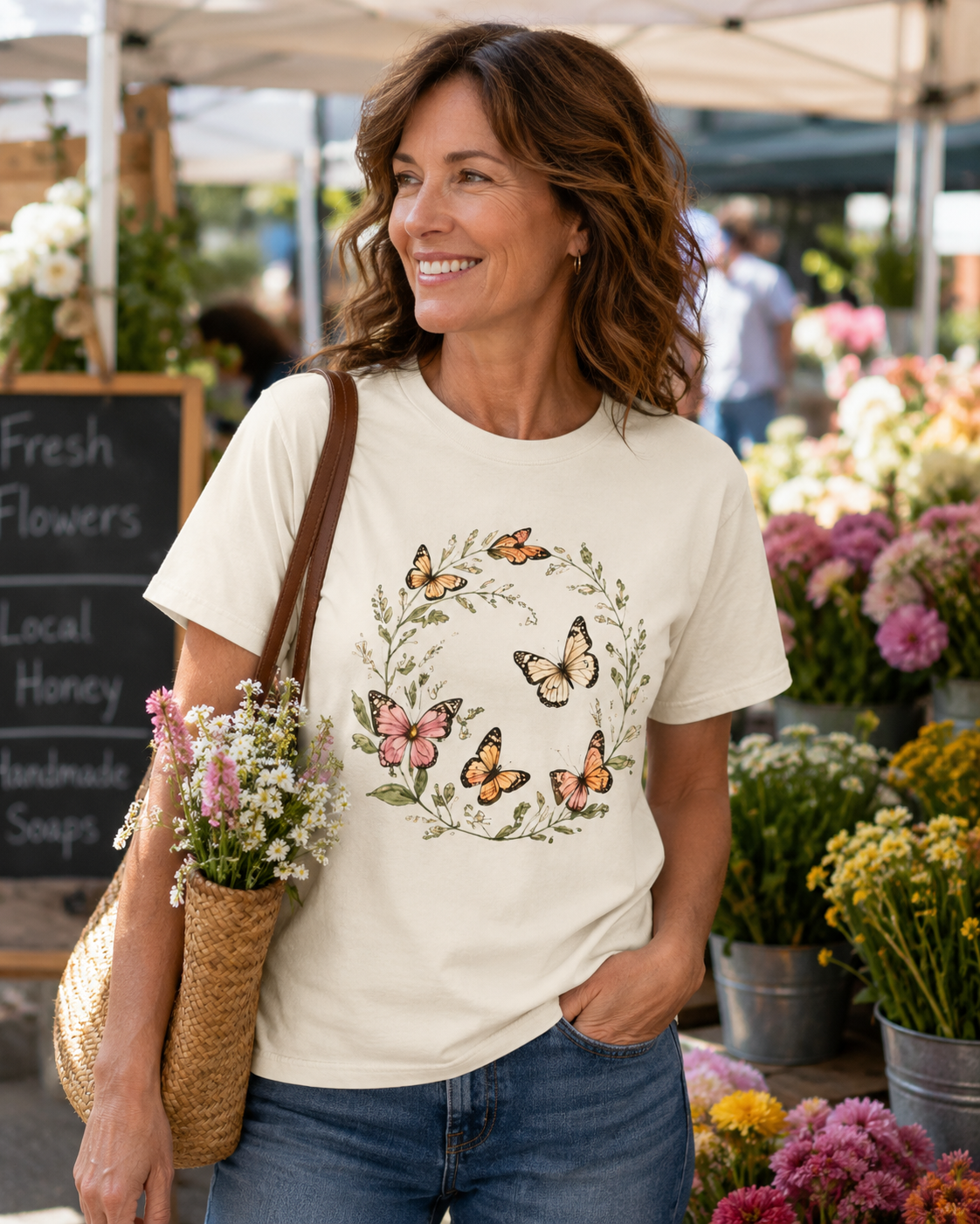 Butterfly Wreath Watercolor Tee
