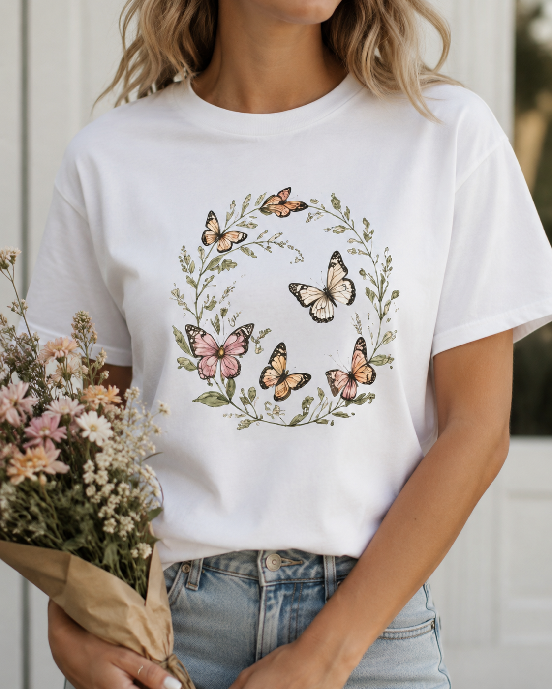 Butterfly Wreath Watercolor Tee