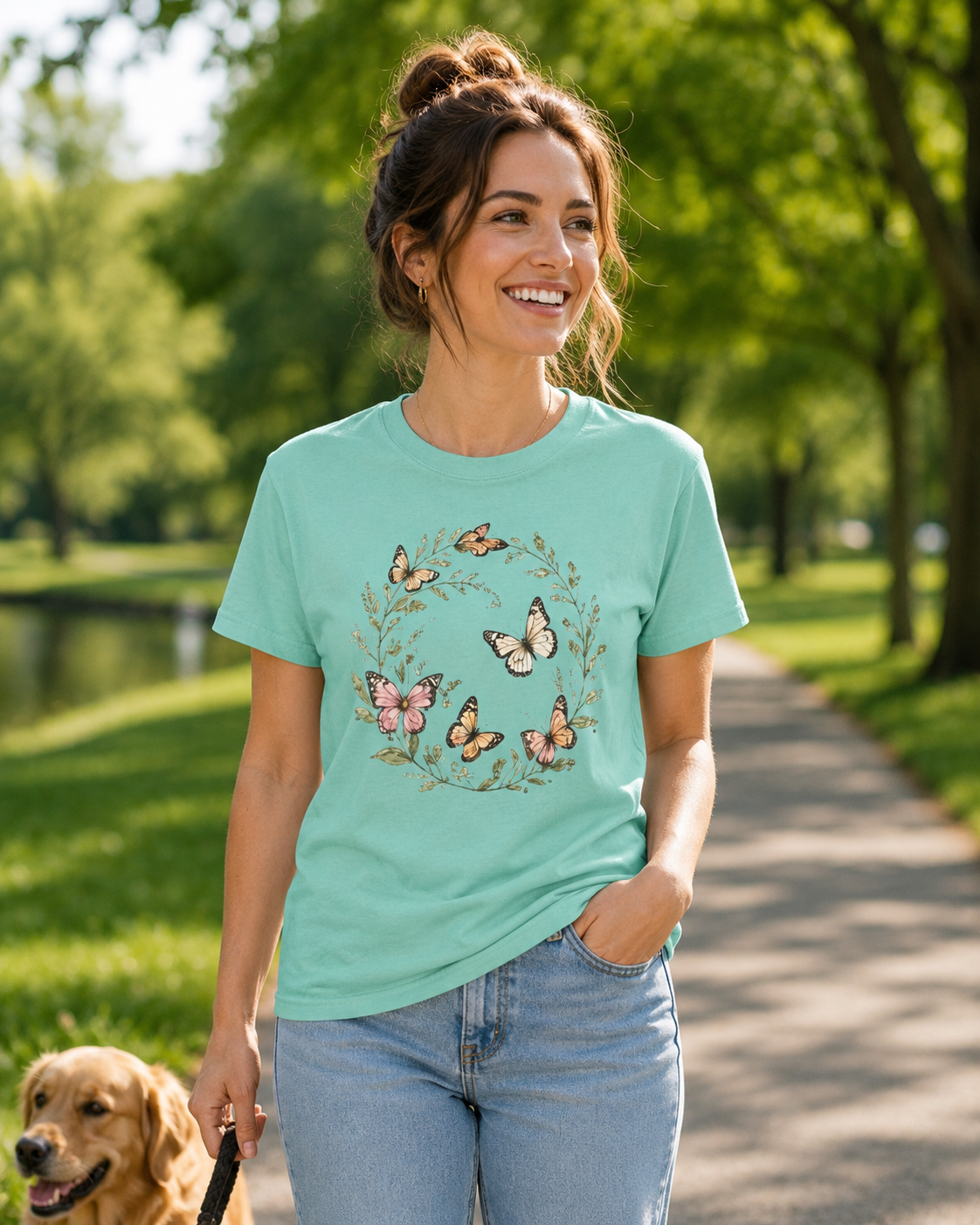 Butterfly Wreath Watercolor Tee