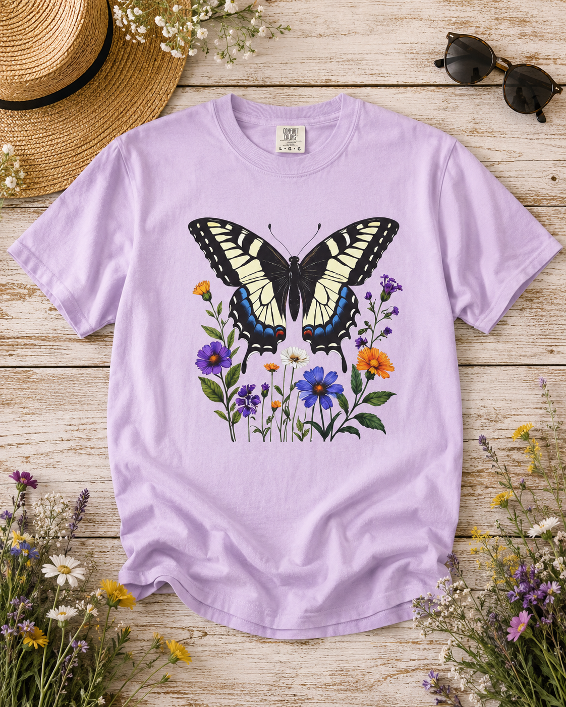 Swallowtail & Wildflowers - Botanical Butterfly