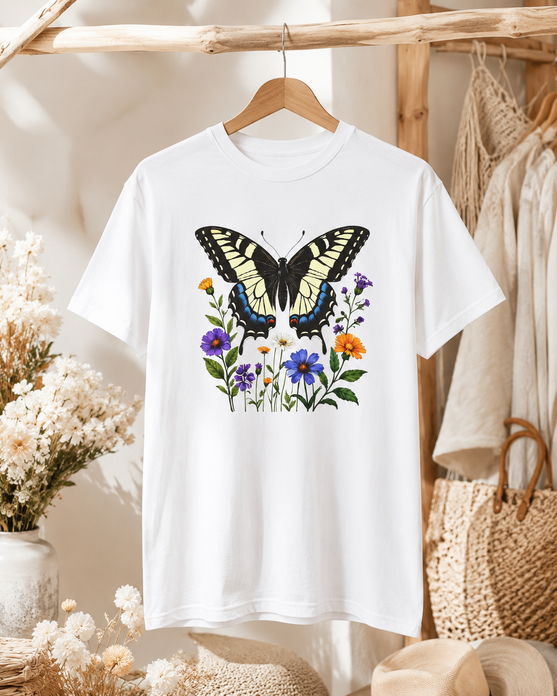 Swallowtail & Wildflowers - Botanical Butterfly
