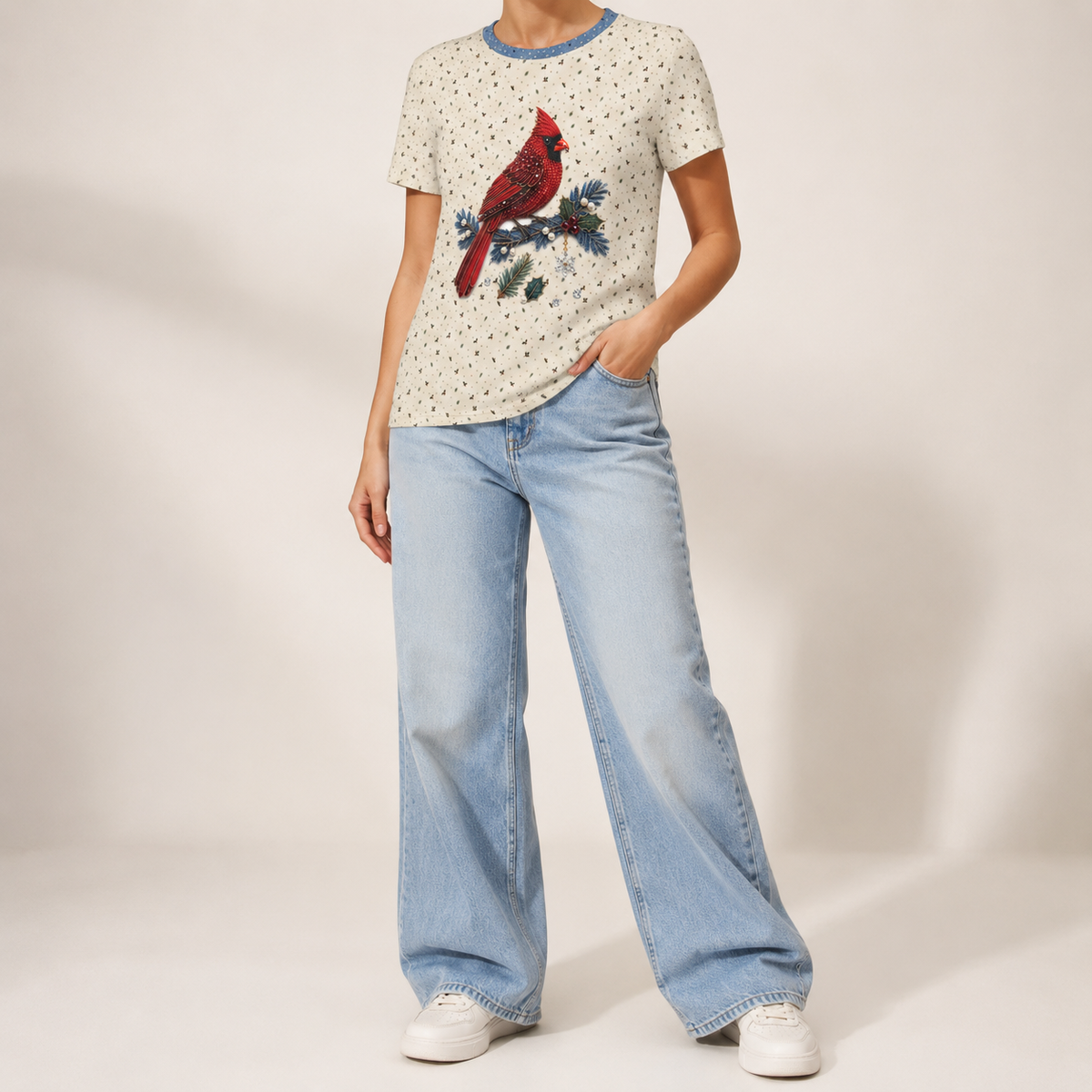 Jeweled Cardinal Women's Short Sleeve Shirt (AOP)