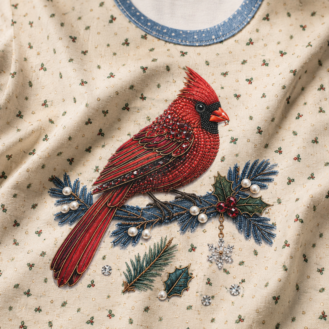 Jeweled Cardinal Women's Short Sleeve Shirt (AOP)