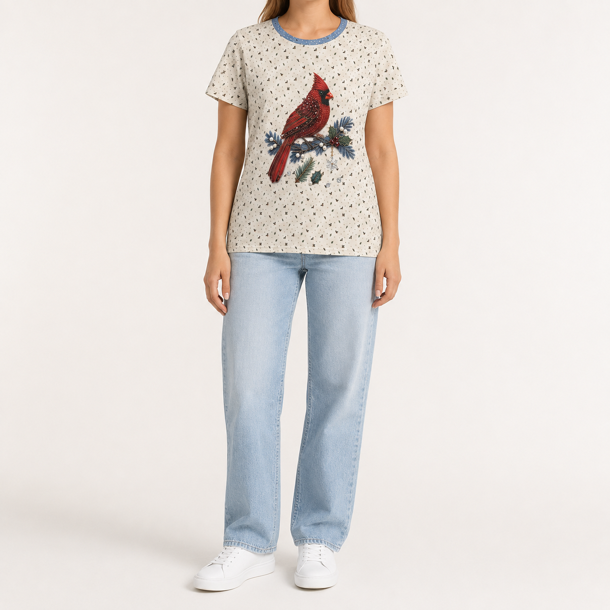 Jeweled Cardinal Women's Short Sleeve Shirt (AOP)