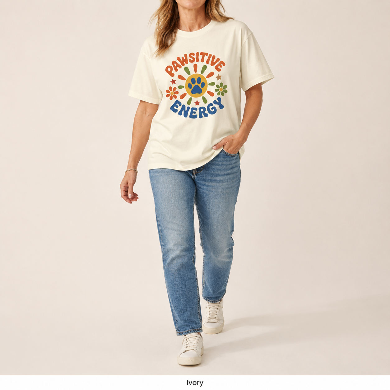 Pawsitive Energy Dog Lover T-Shirt — Garment-Dyed Cotton