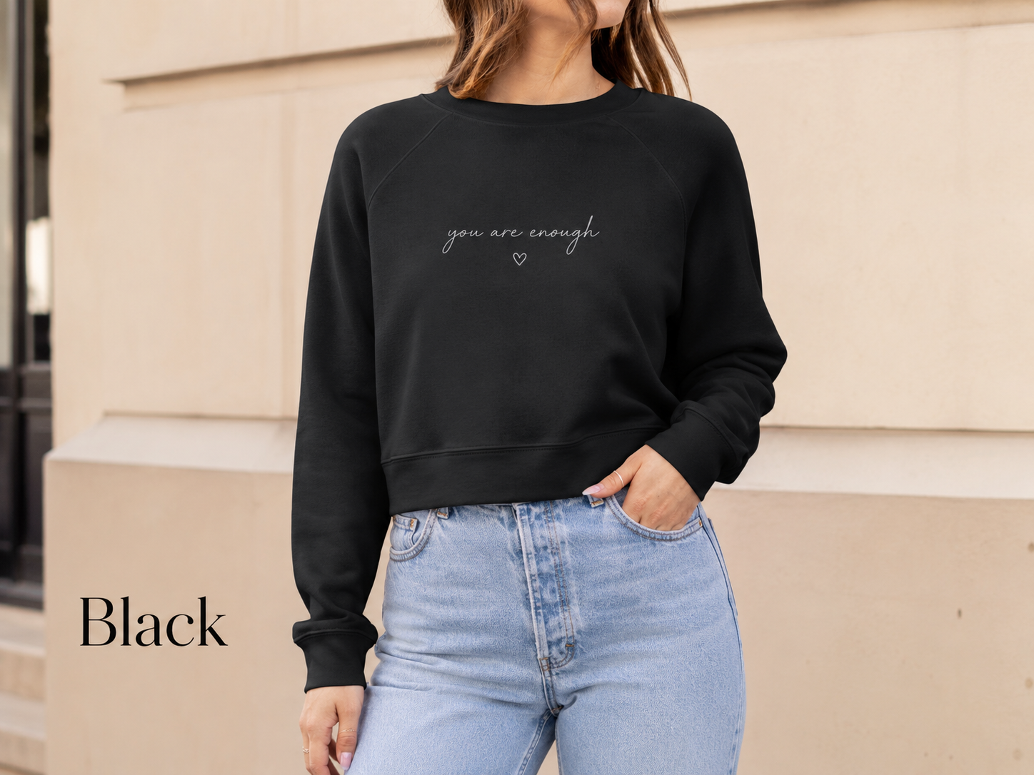 You Are Enough — Women's Cropped Fleece Pullover