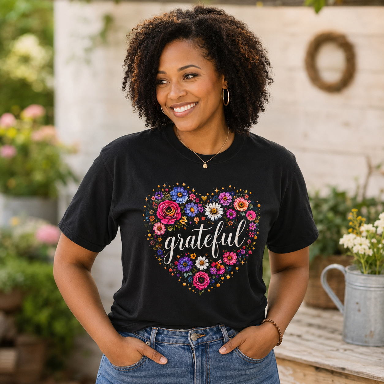 Grateful wildflower heart shirt alternate color