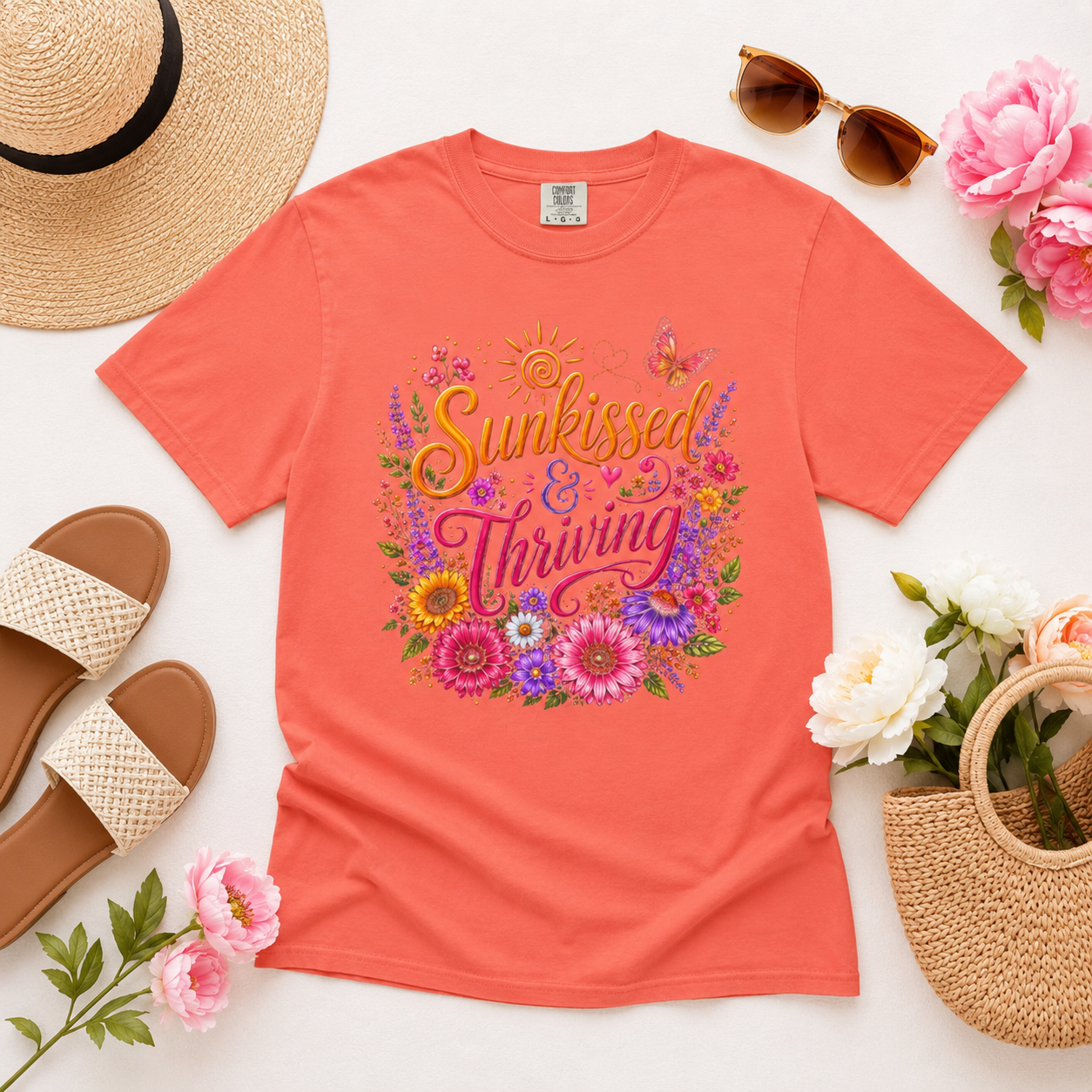 Sunkissed & Thriving - Retro Floral Summer Tee