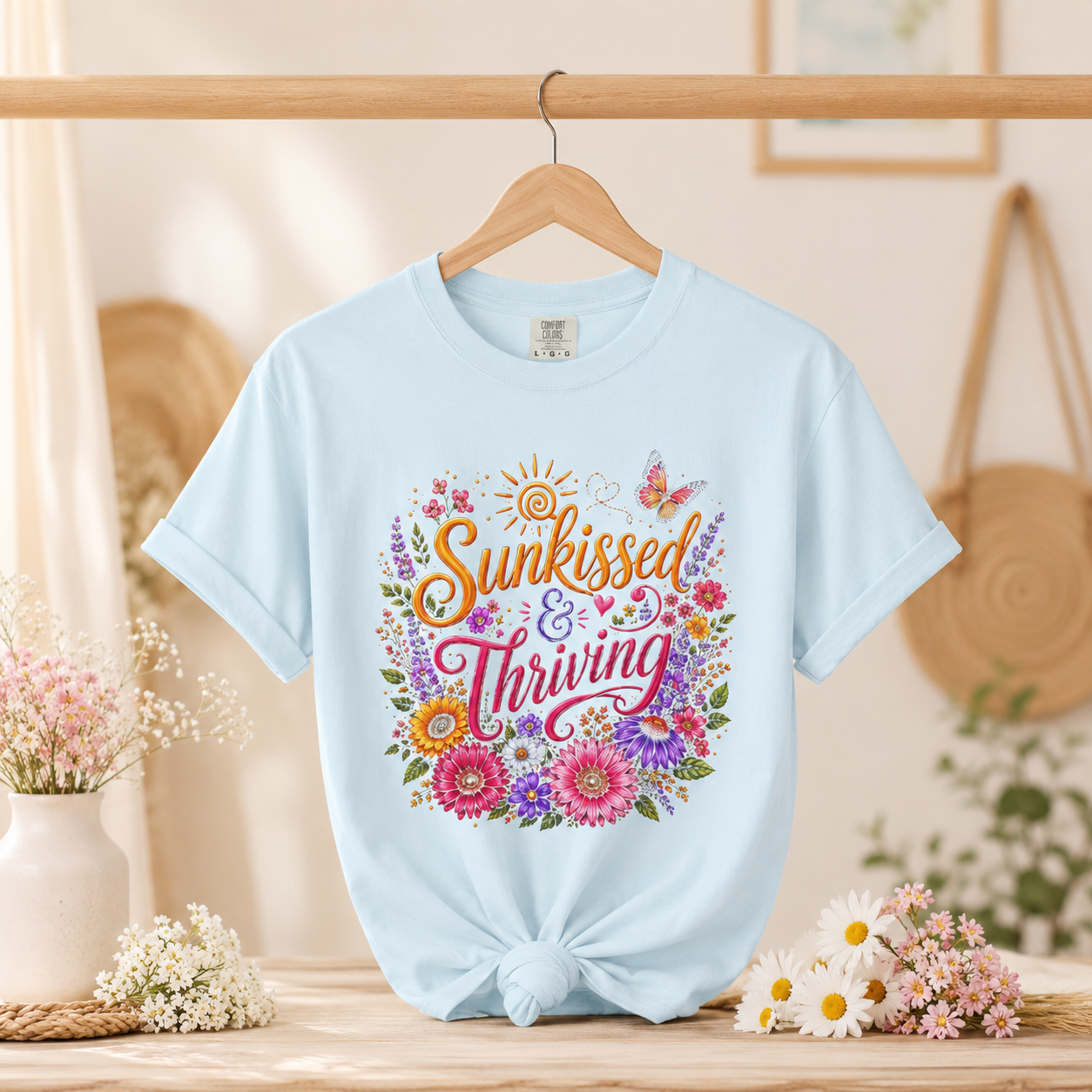 Sunkissed & Thriving - Retro Floral Summer Tee