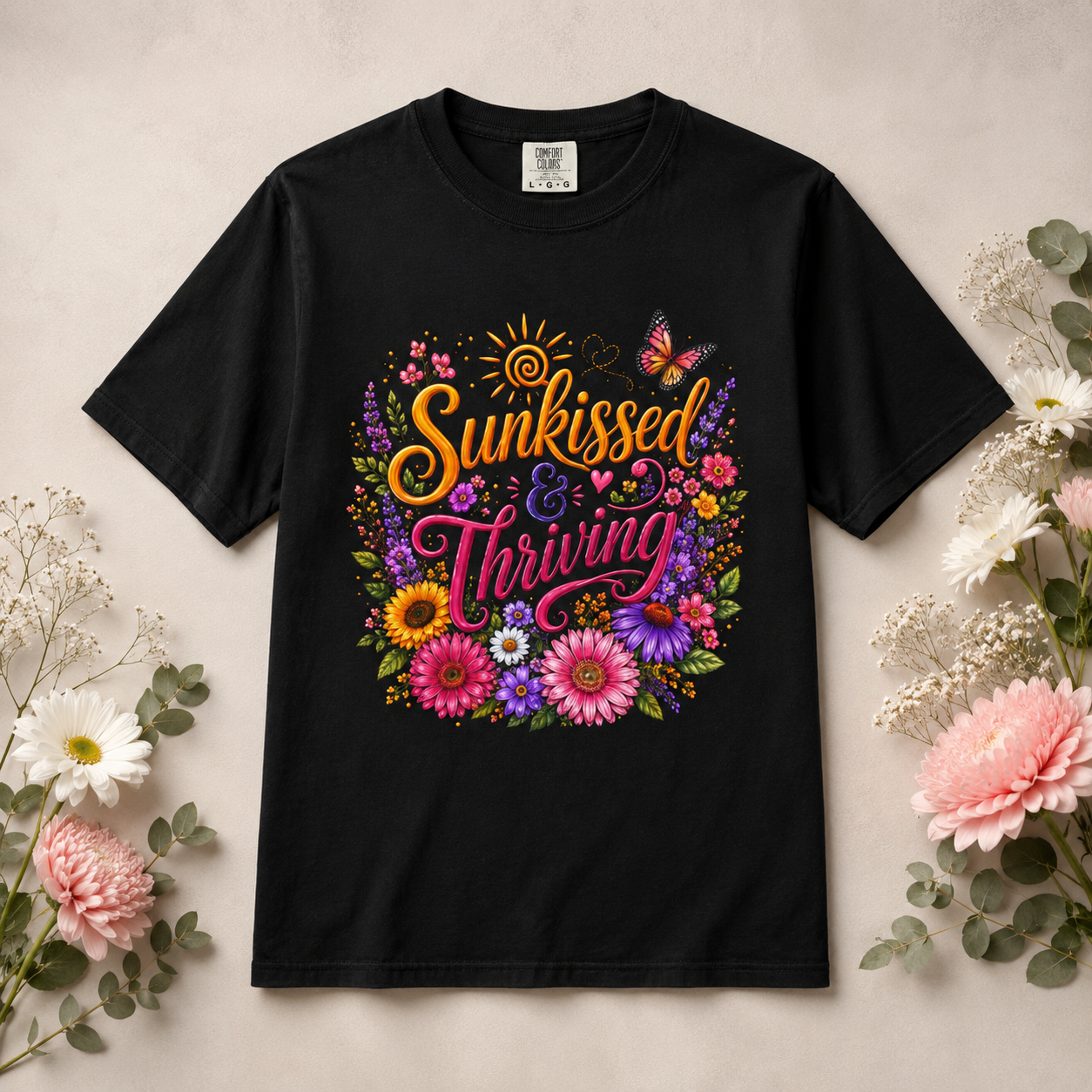Sunkissed & Thriving - Retro Floral Summer Tee