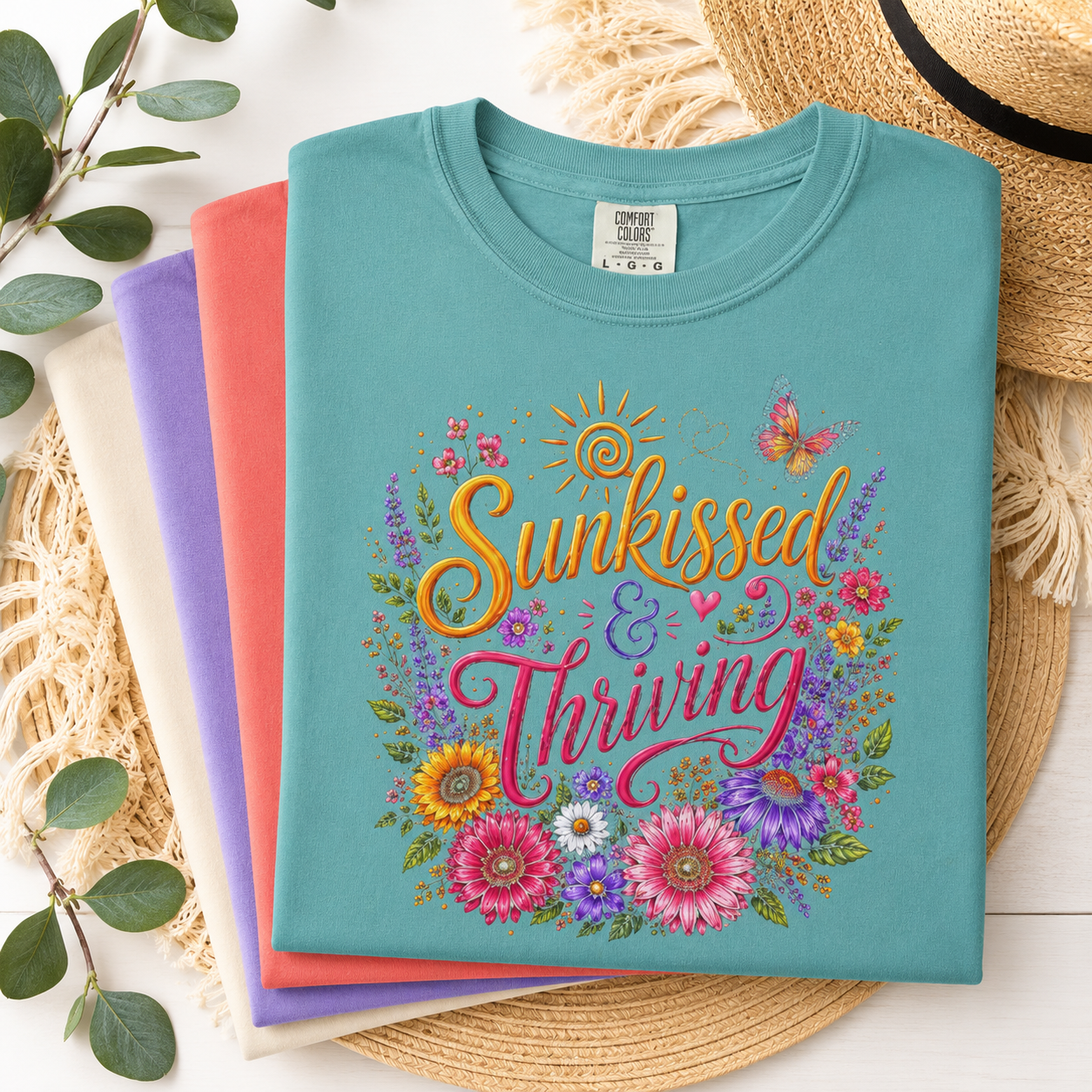 Sunkissed & Thriving - Retro Floral Summer Tee