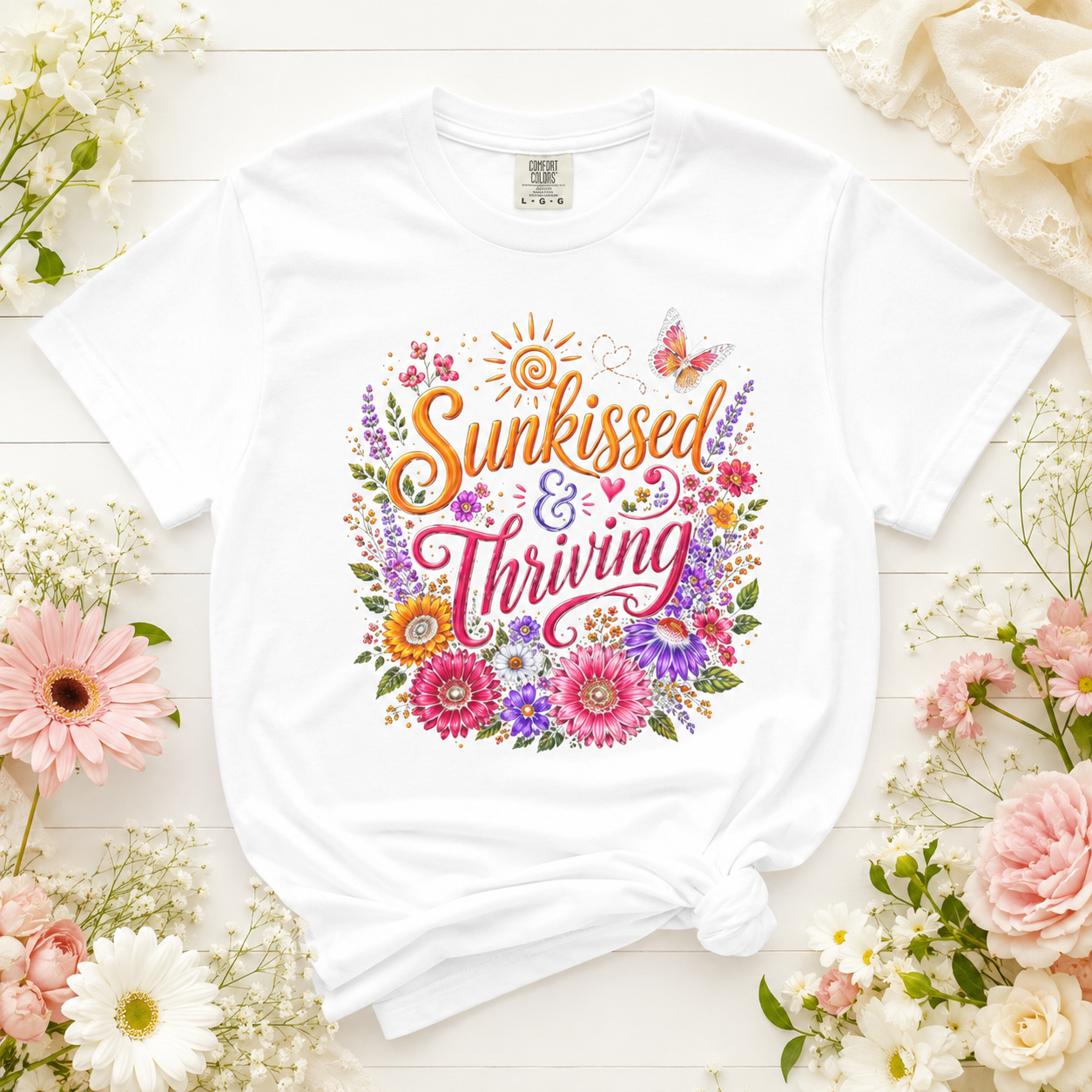 Sunkissed & Thriving - Retro Floral Summer Tee