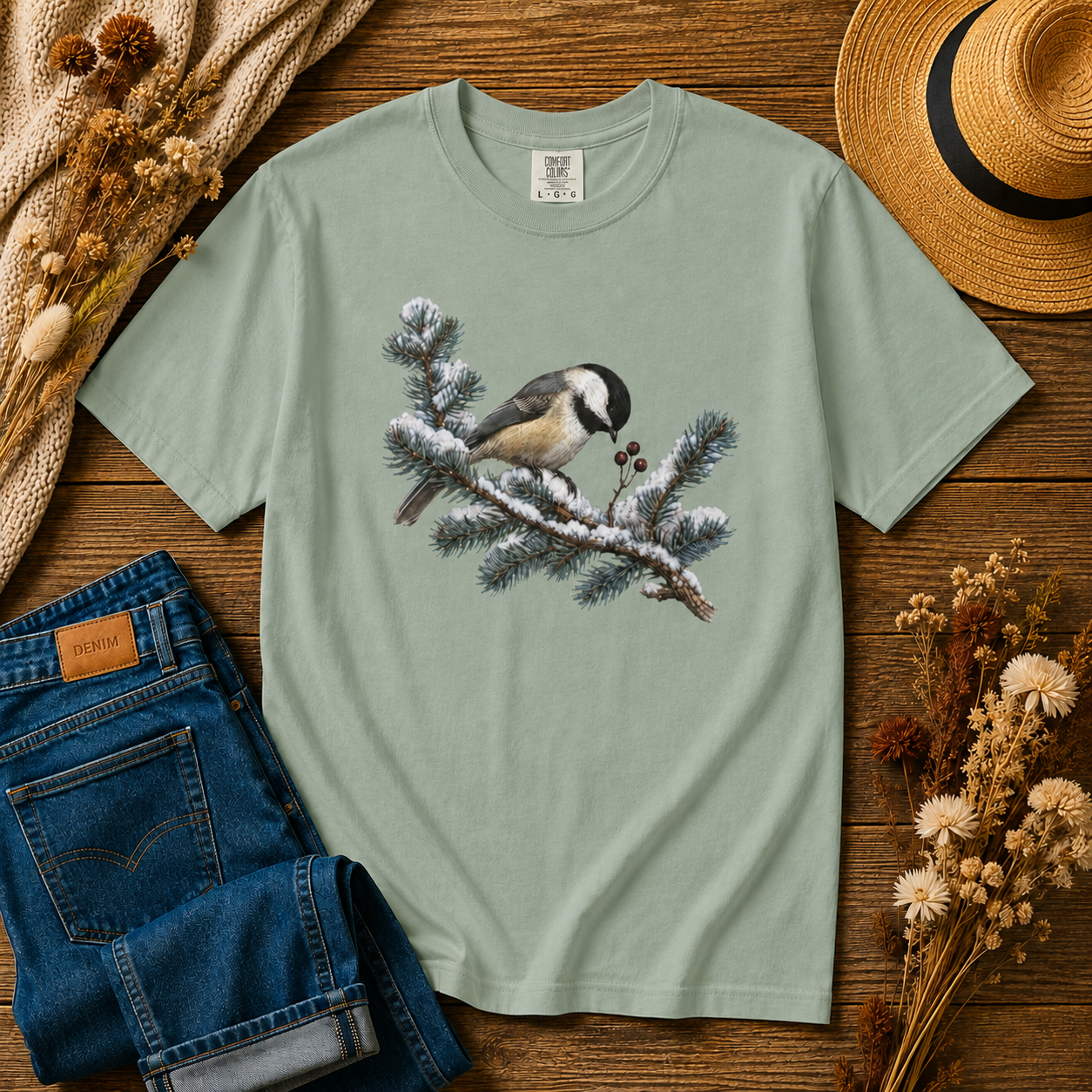 Chickadee Snowy Pine Tee