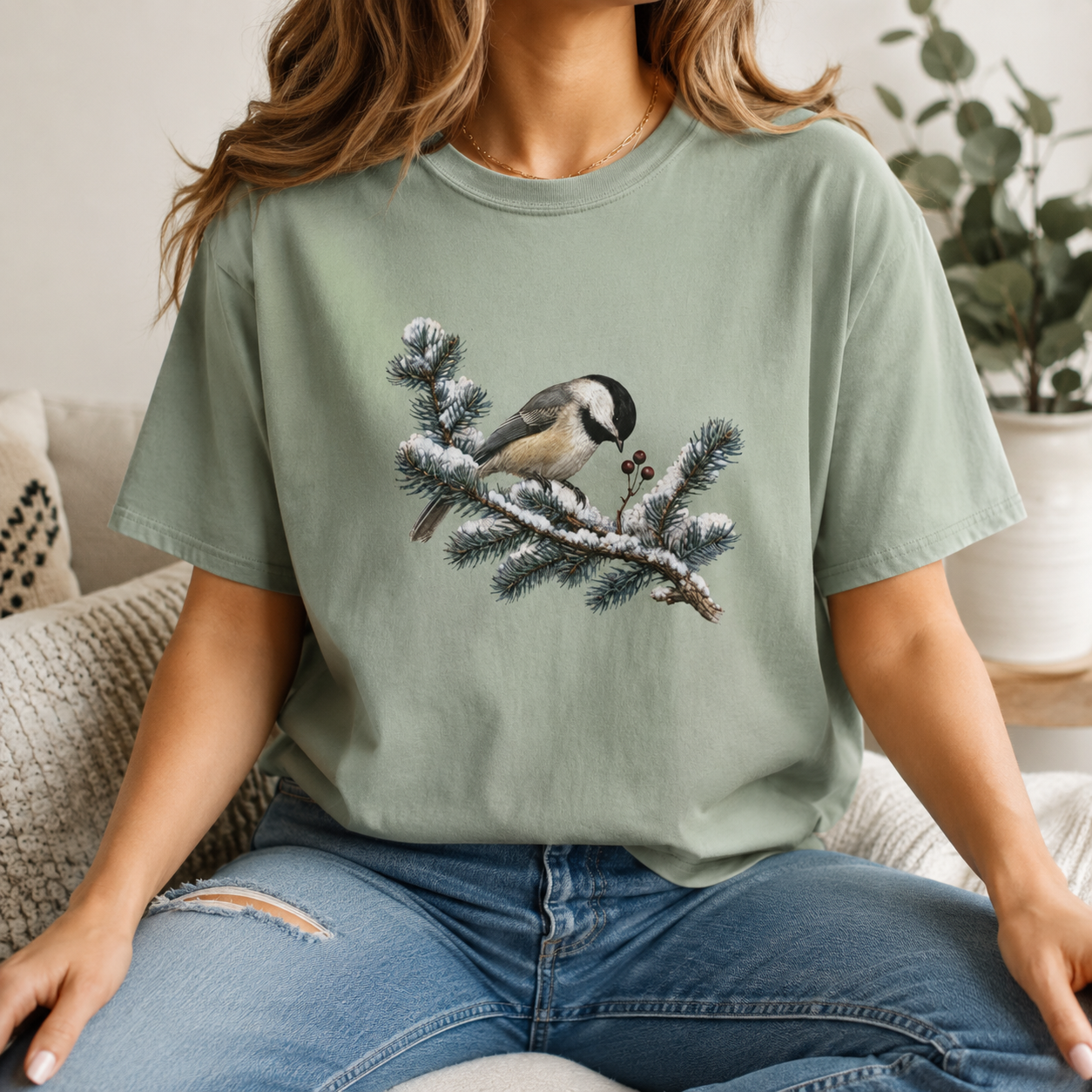 Chickadee Snowy Pine Tee