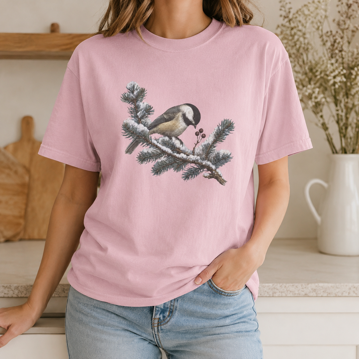 Chickadee Snowy Pine Tee