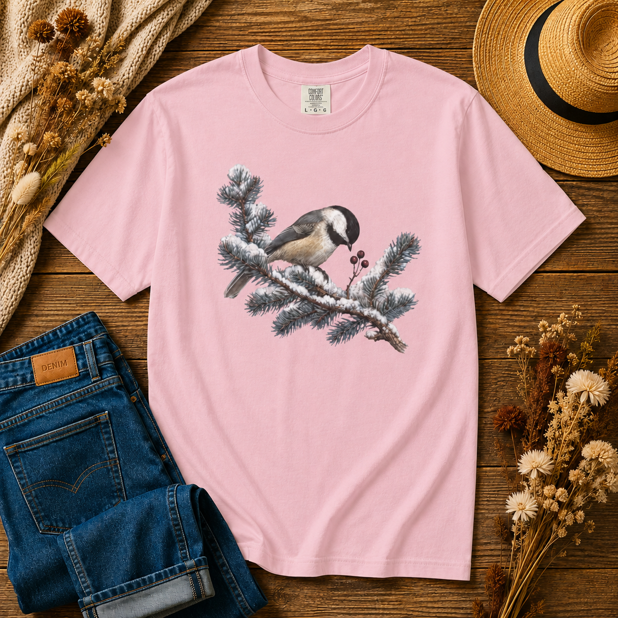 Chickadee Snowy Pine Tee