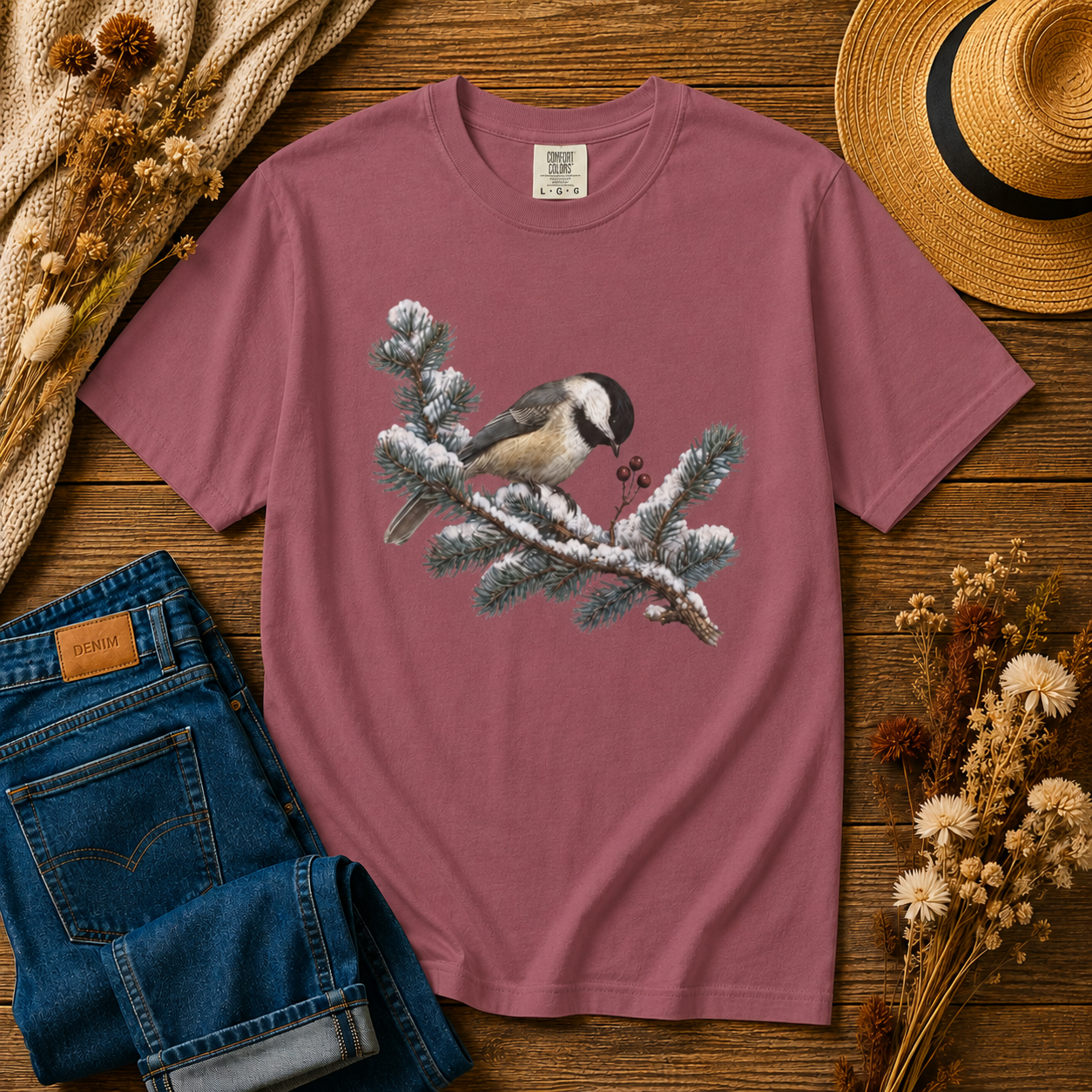 Chickadee Snowy Pine Tee