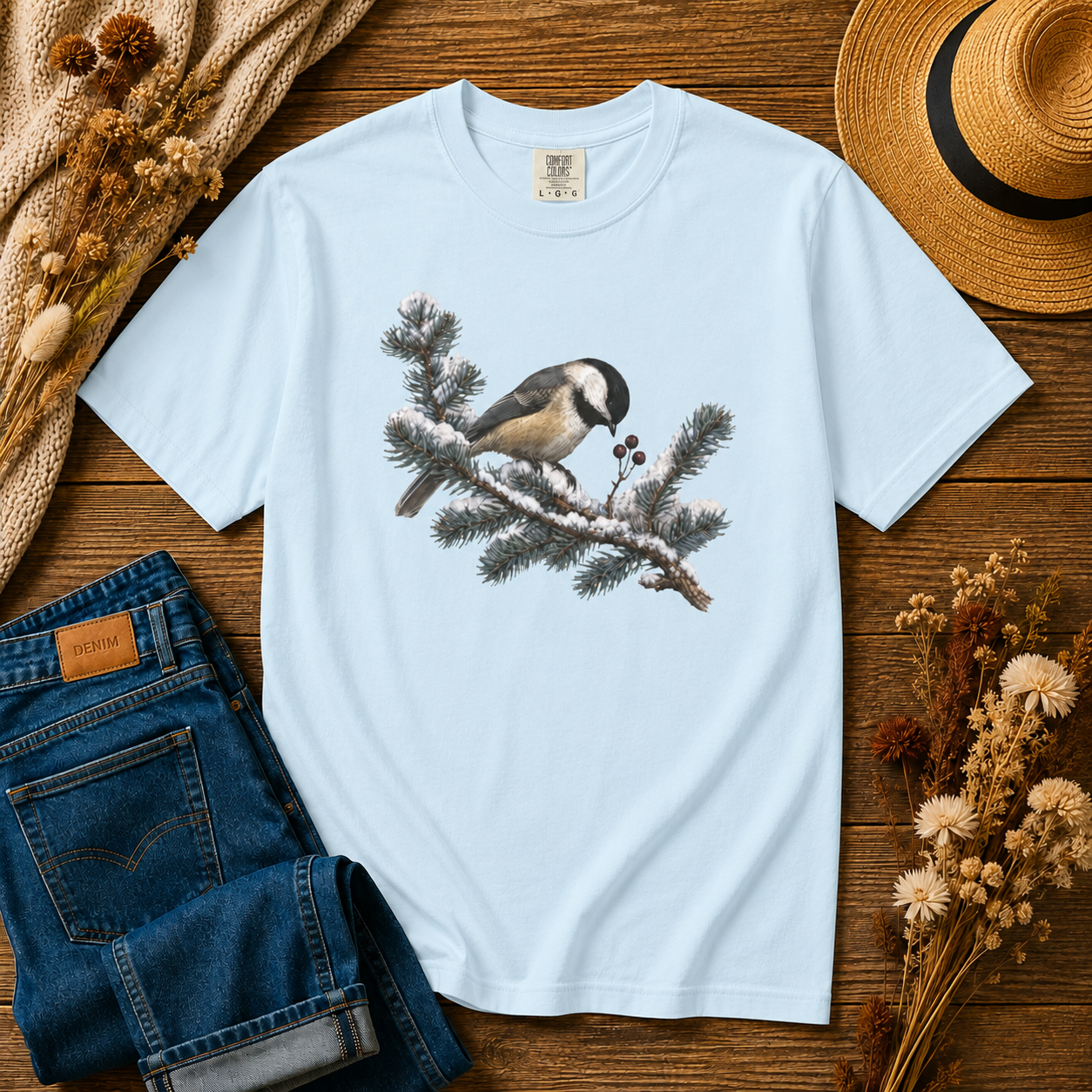 Chickadee Snowy Pine Tee