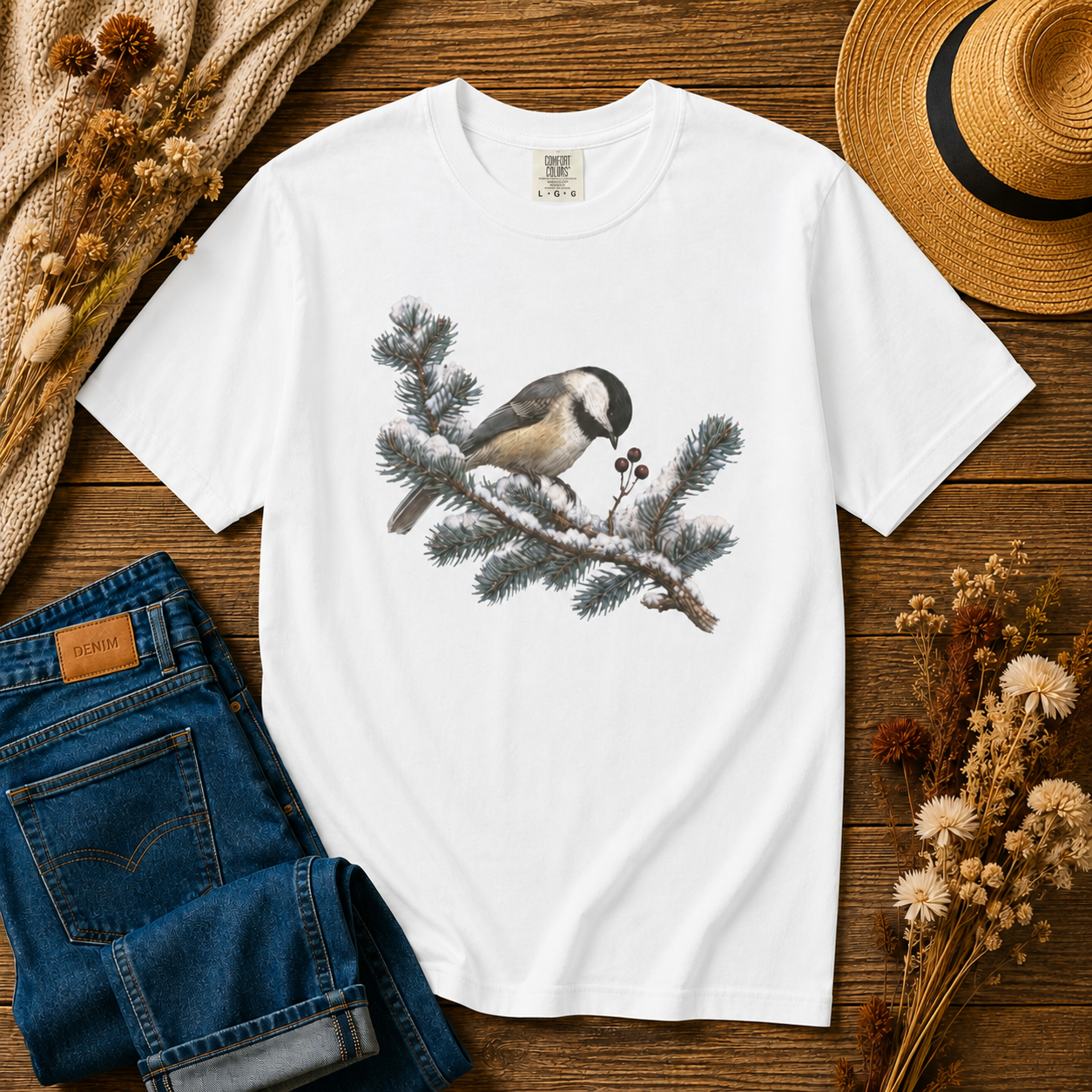 Chickadee Snowy Pine Tee