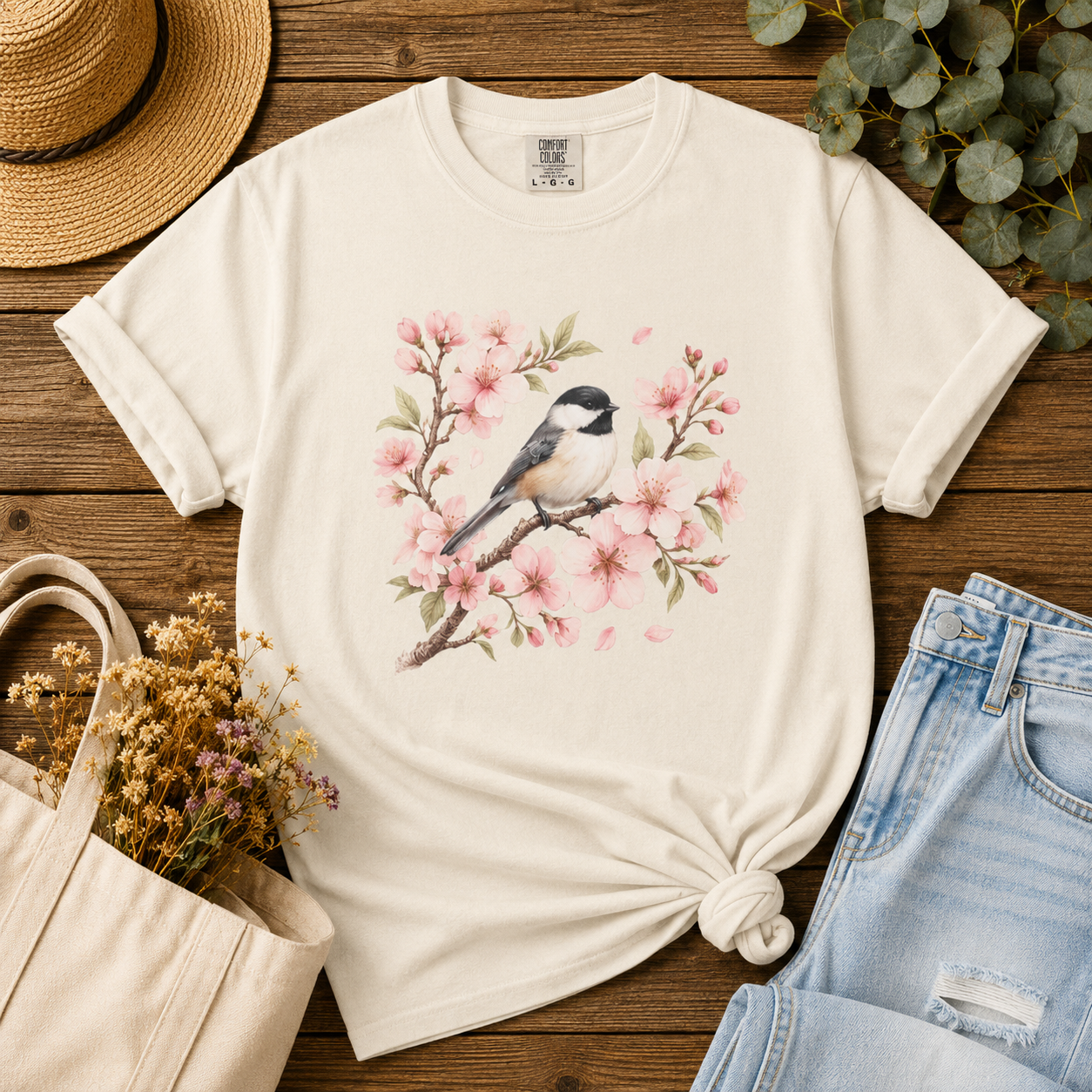 Chickadee & Blossoms Tee