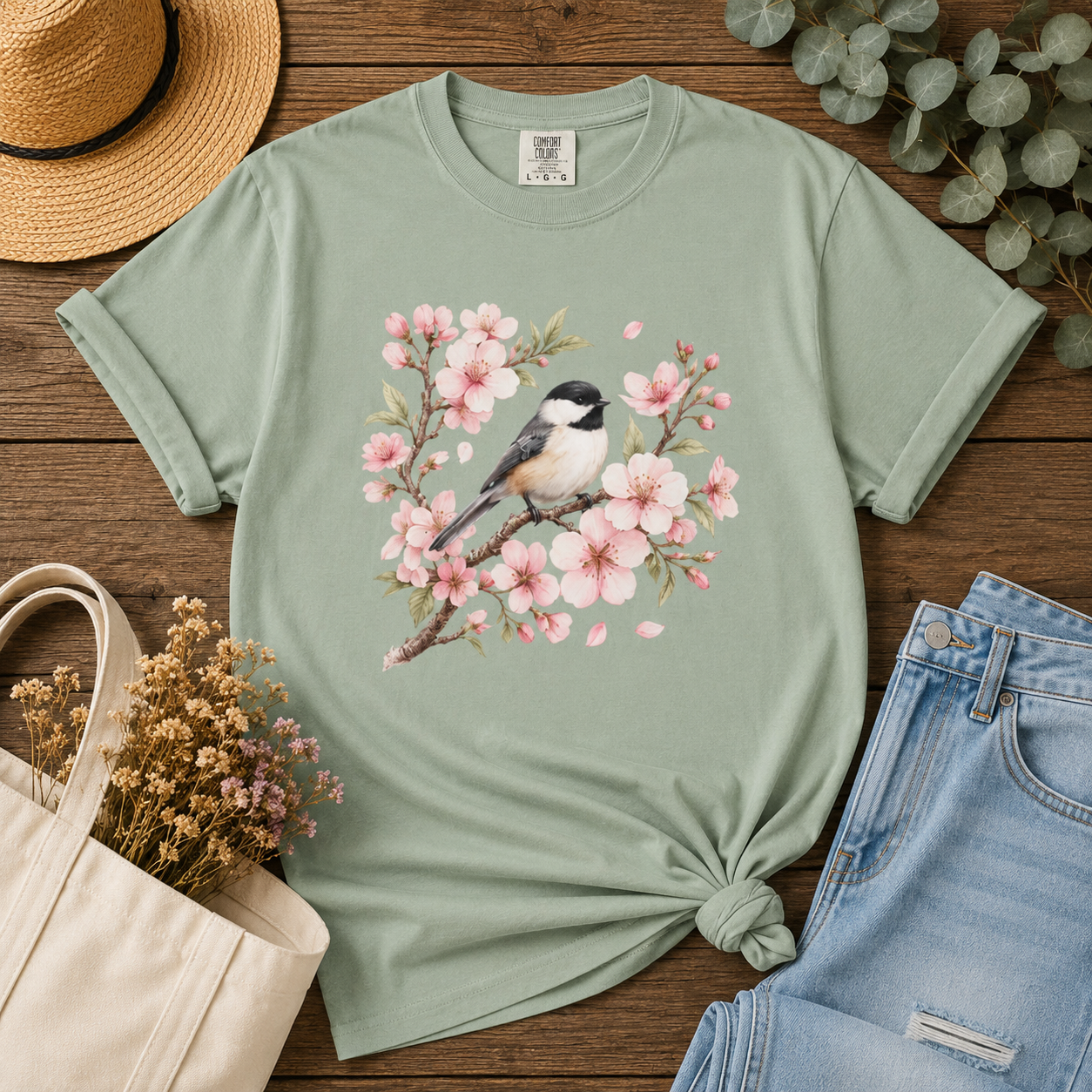 Chickadee & Blossoms Tee