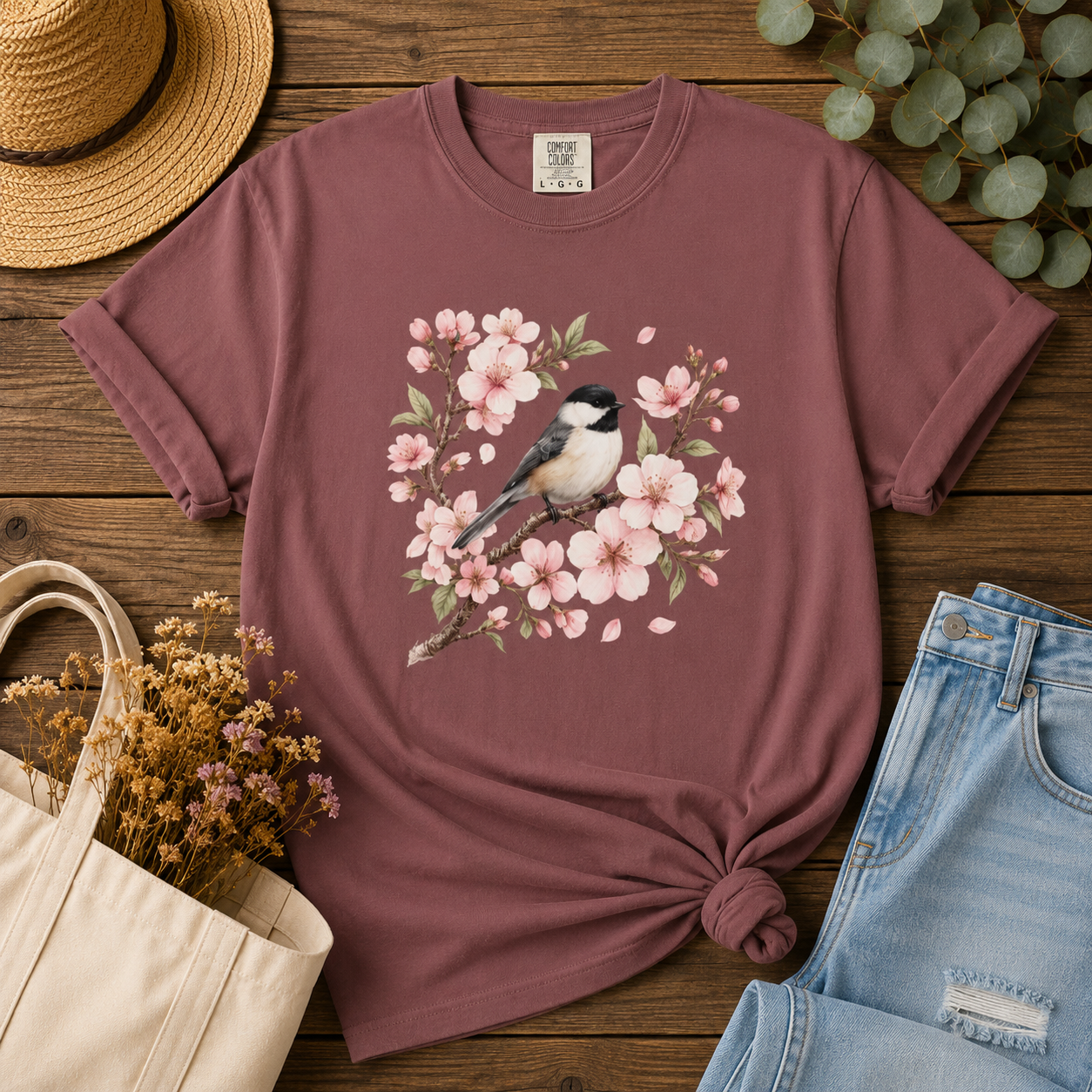 Chickadee & Blossoms Tee
