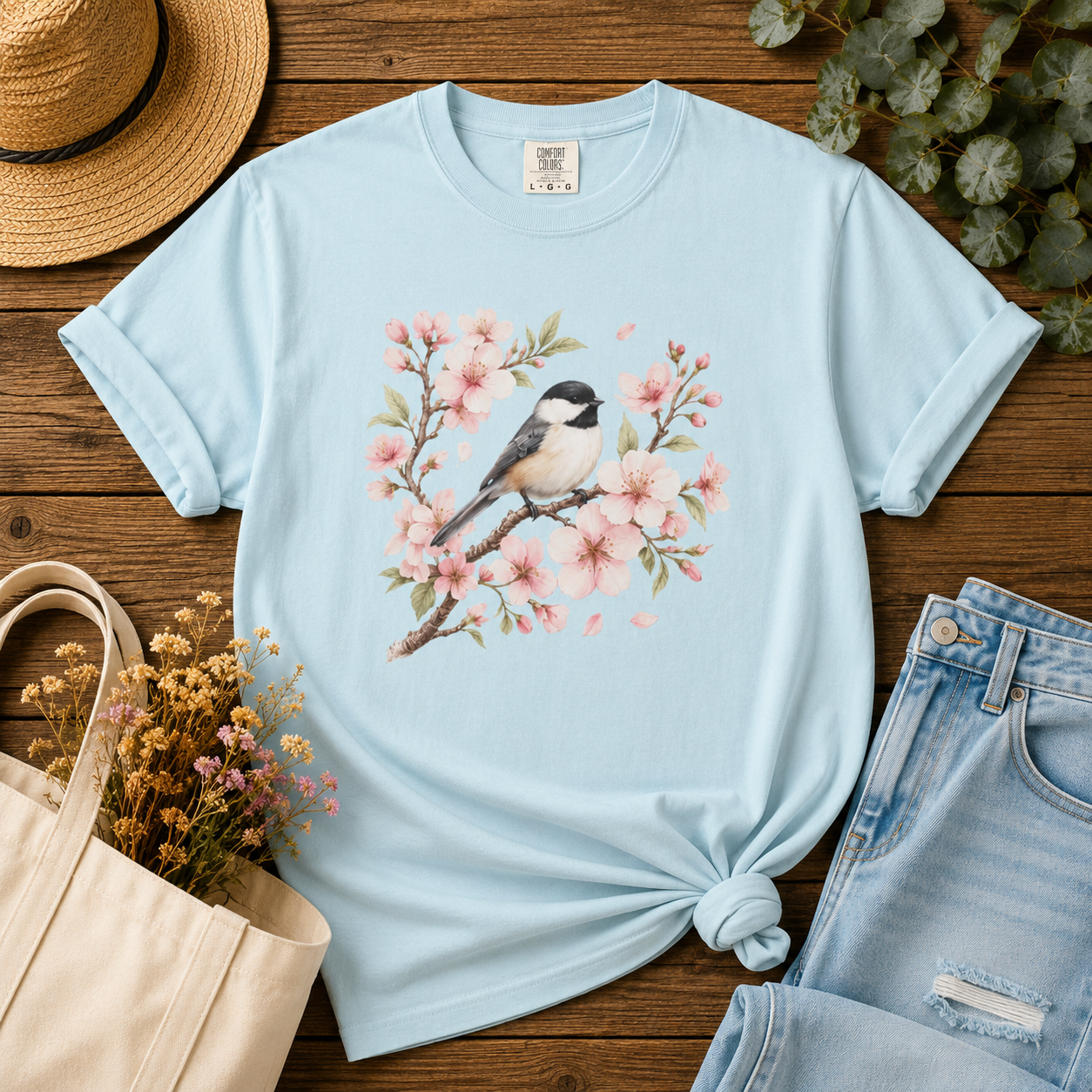 Chickadee & Blossoms Tee