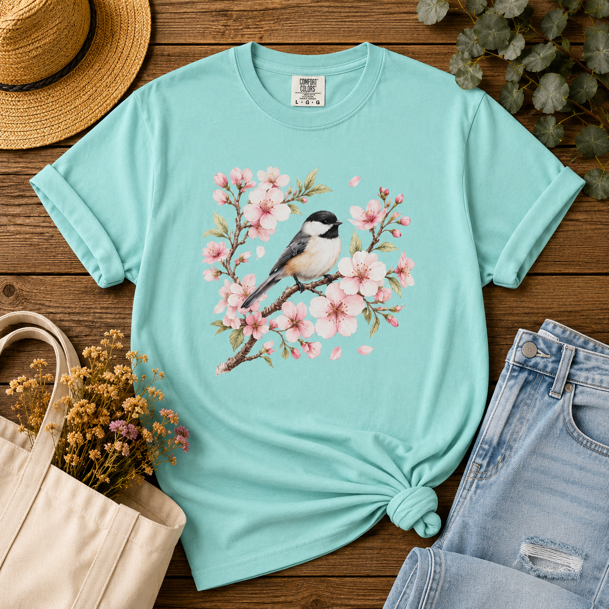 Chickadee & Blossoms Tee