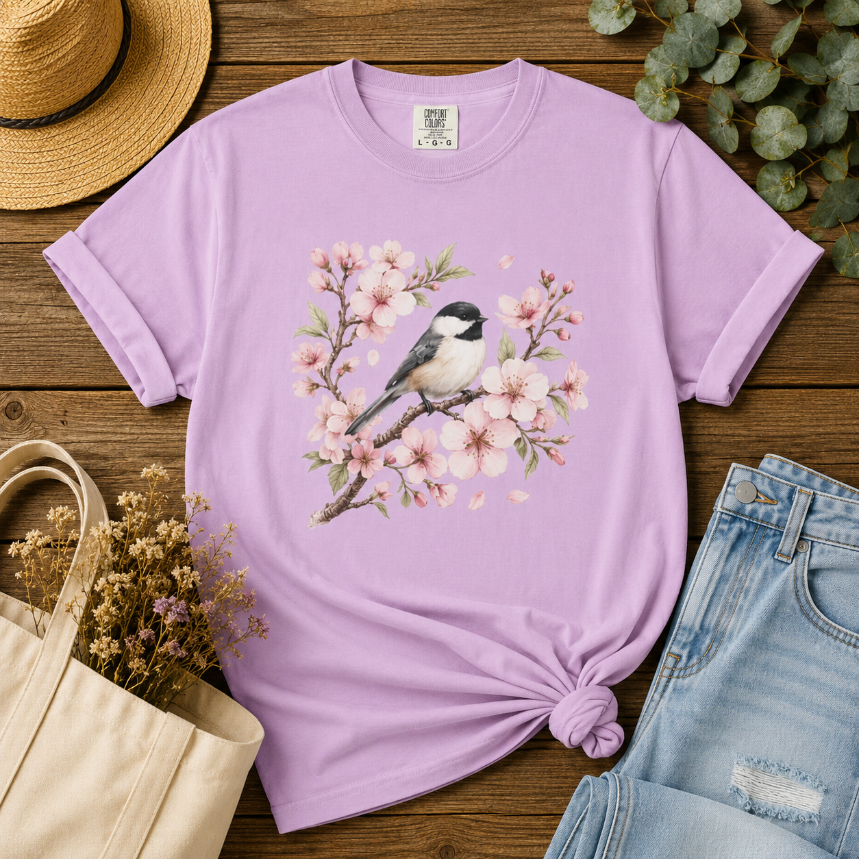 Chickadee & Blossoms Tee