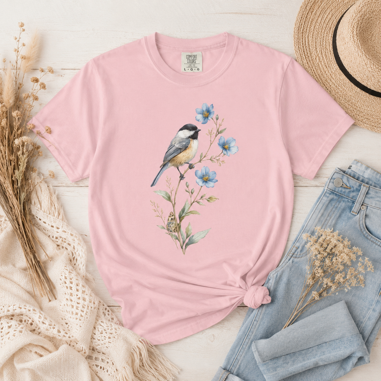 Chickadee & Blue Flax Tee