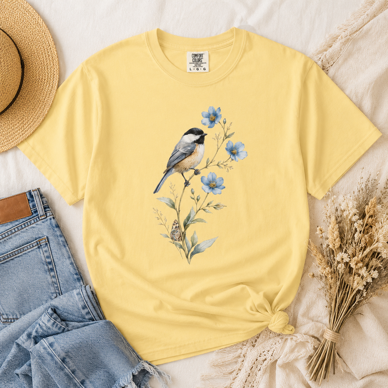 Chickadee & Blue Flax Tee