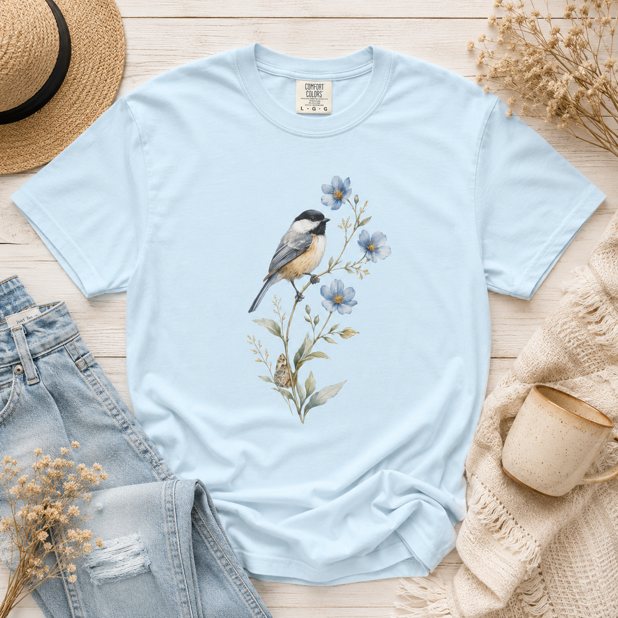 Chickadee & Blue Flax Tee
