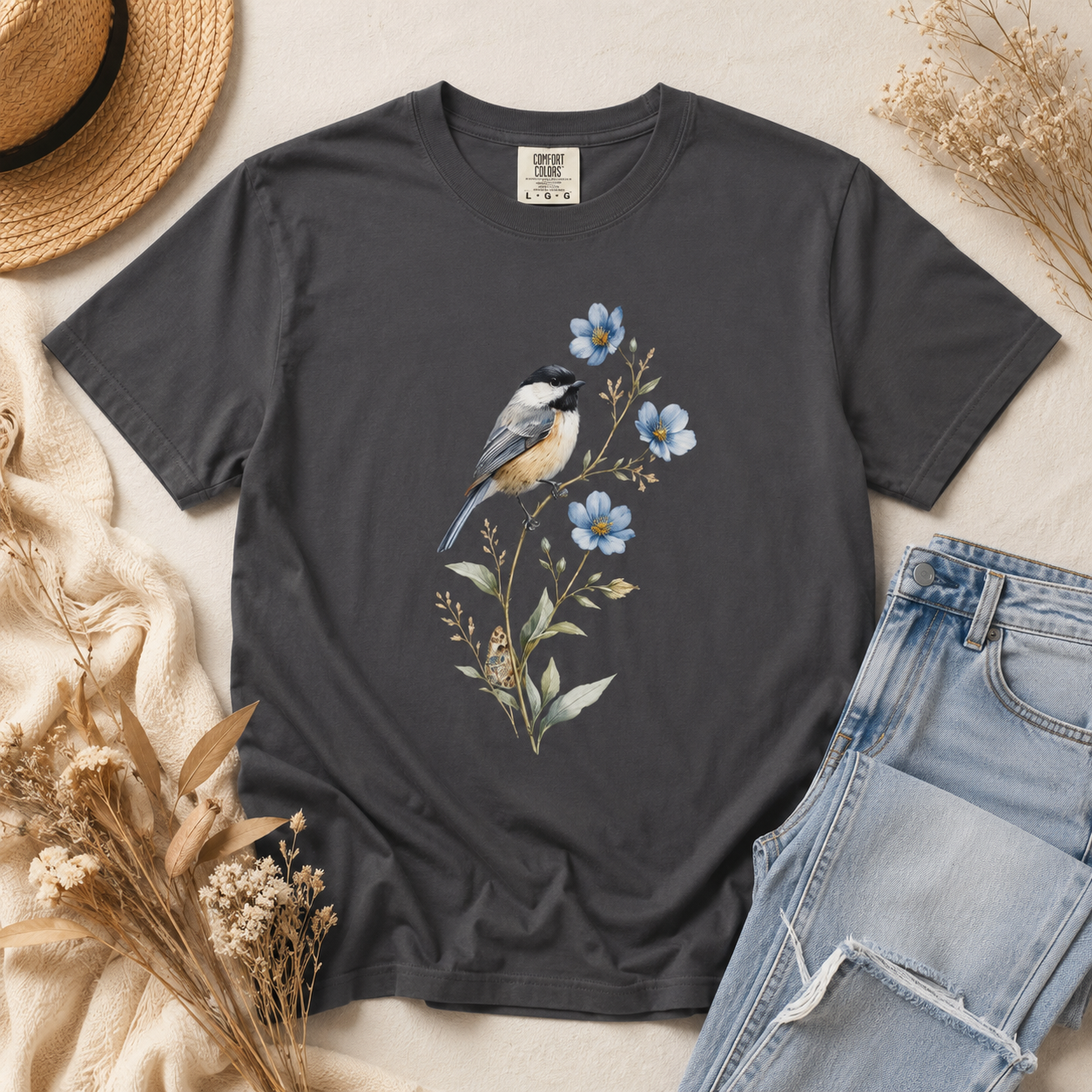Chickadee & Blue Flax Tee