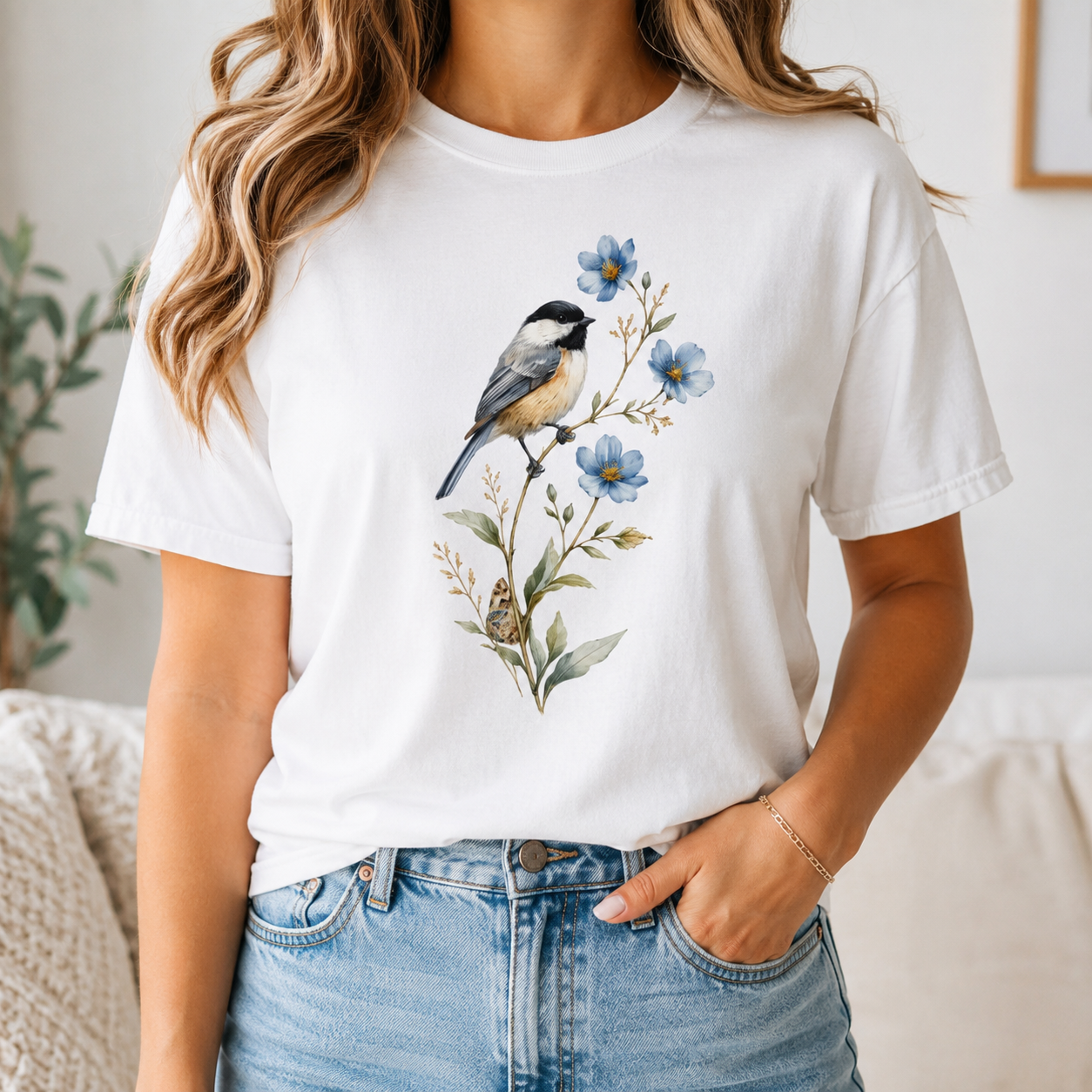 Chickadee & Blue Flax Tee