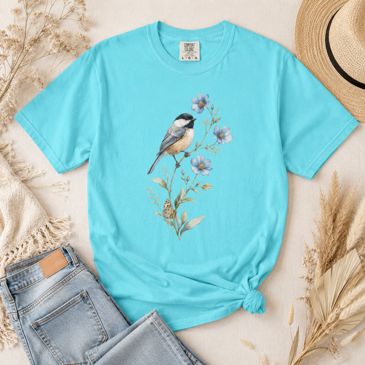 Chickadee & Blue Flax Tee