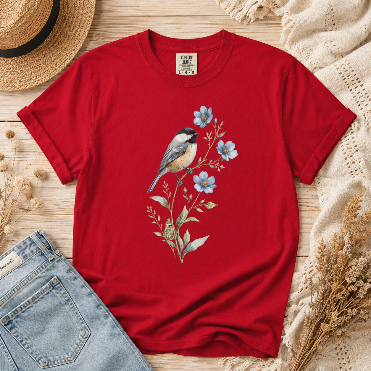 Chickadee & Blue Flax Tee