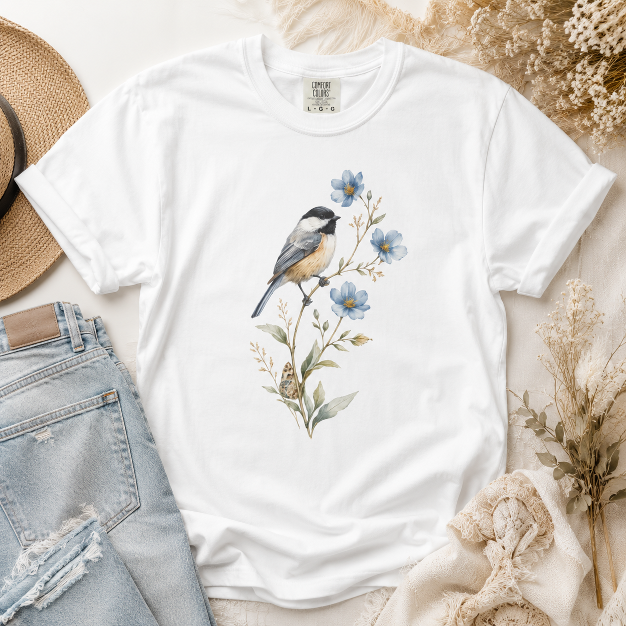 Chickadee & Blue Flax Tee