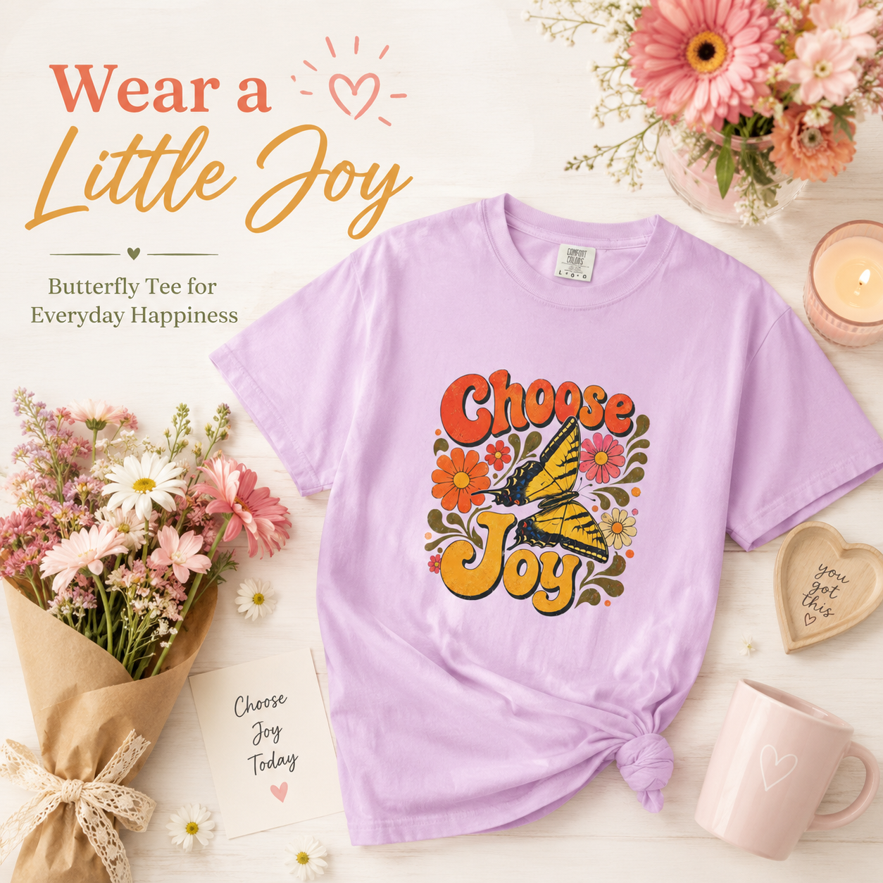 Choose Joy - Retro Butterfly Tee