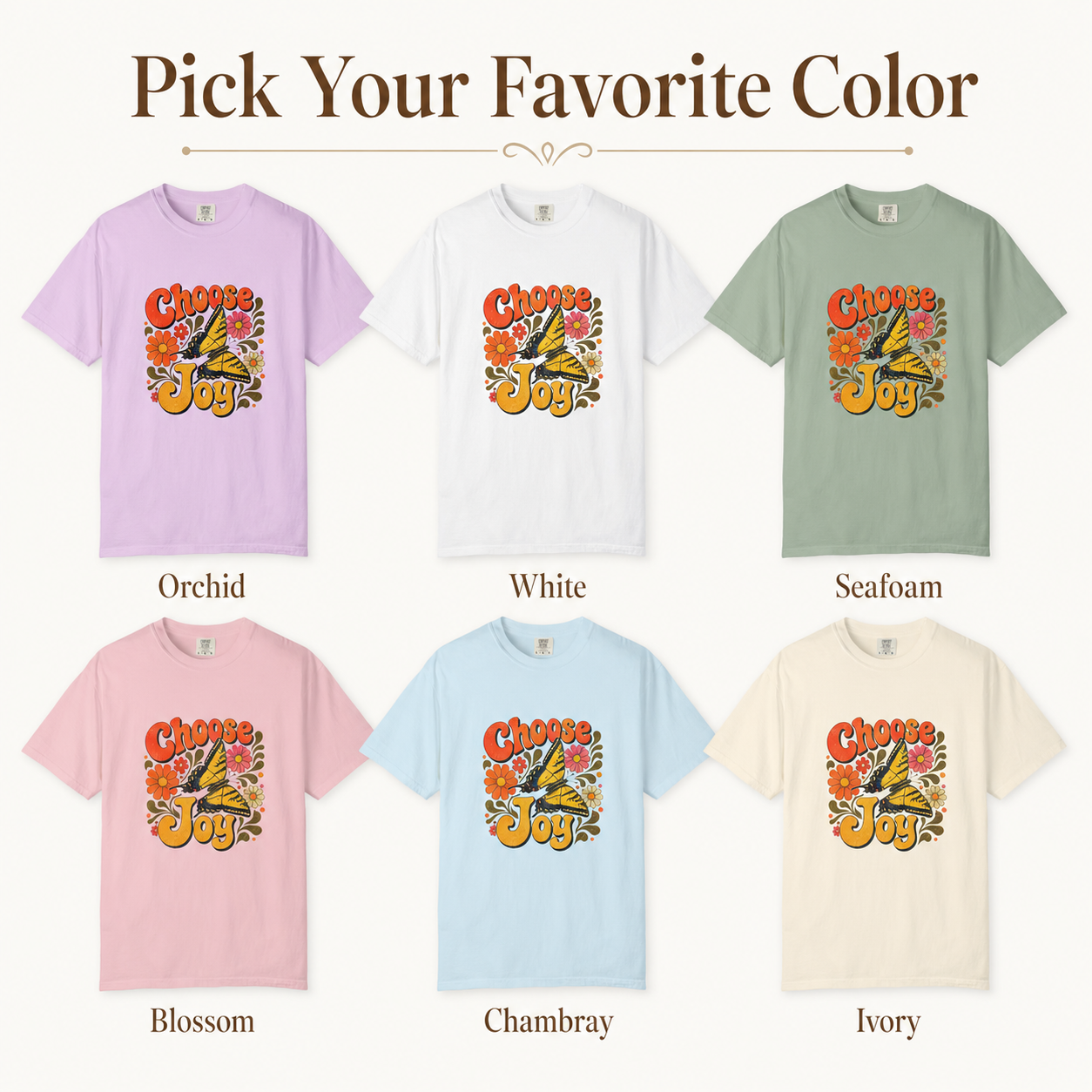 Choose Joy - Retro Butterfly Tee