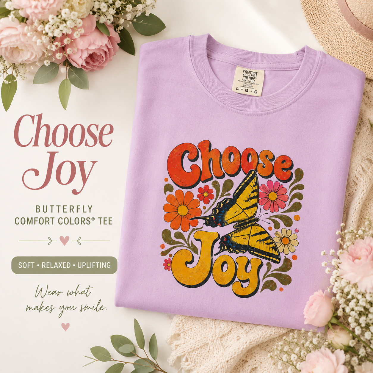 Choose Joy - Retro Butterfly Tee