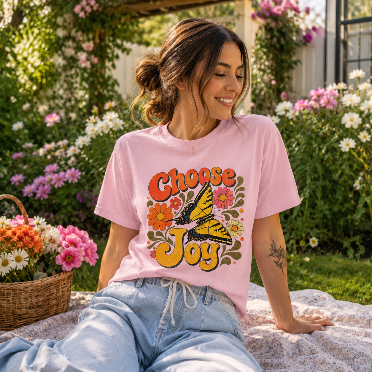 Choose Joy - Retro Butterfly Tee