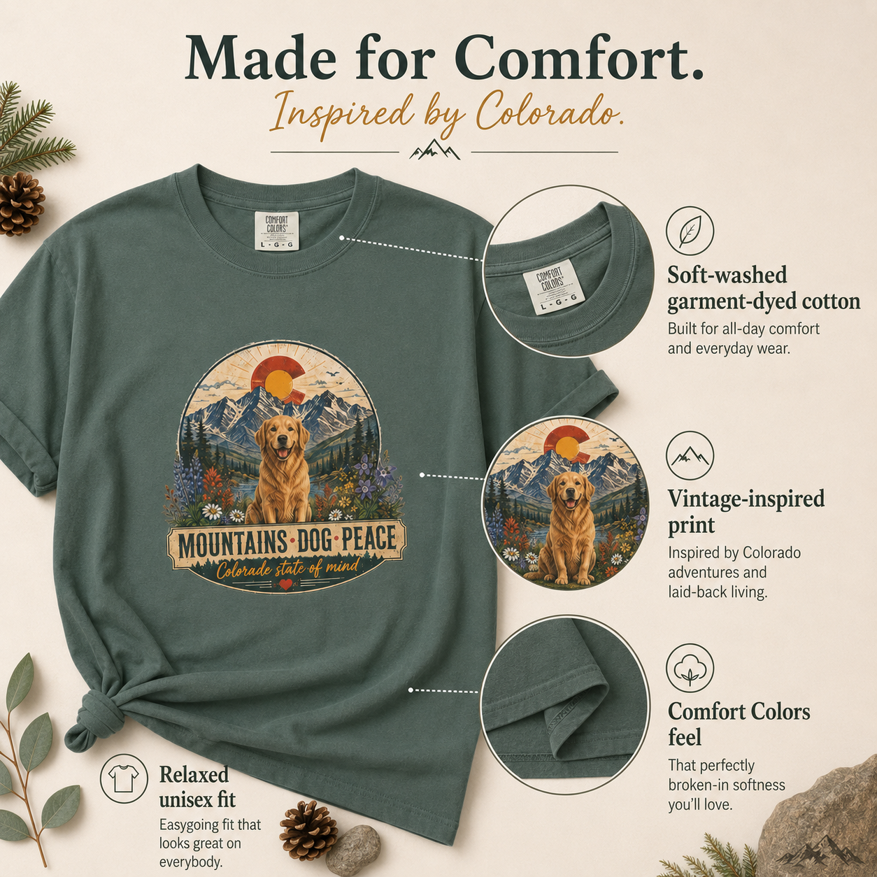 Mountains Dog Peace - Colorado State of Mind