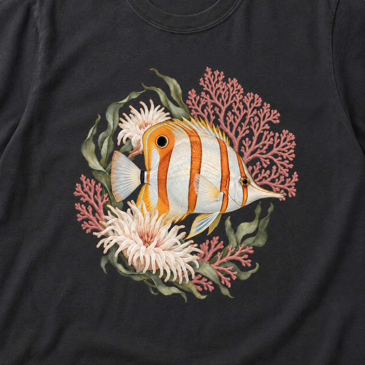Copperband Butterflyfish T-Shirt — relaxed unisex fit, front view