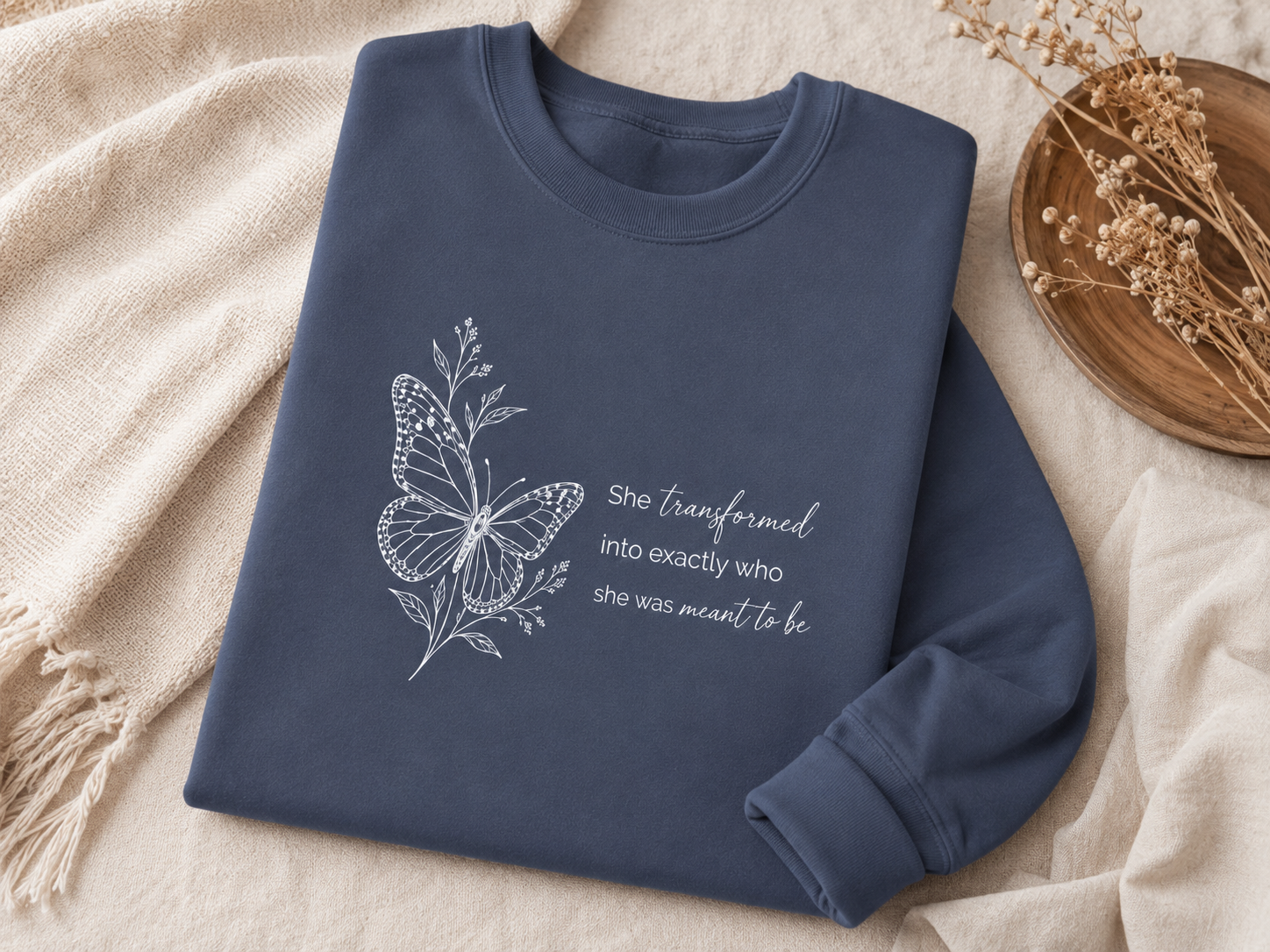 She Transformed — Butterfly Botanical Sweatshirt