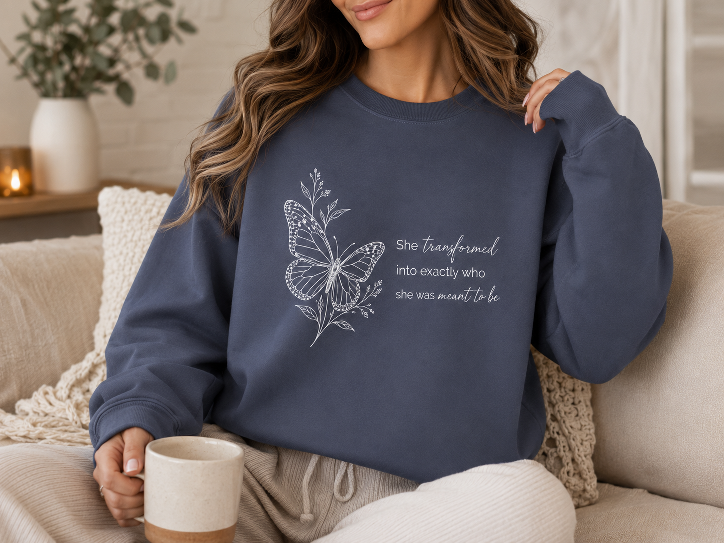 She Transformed — Butterfly Botanical Sweatshirt